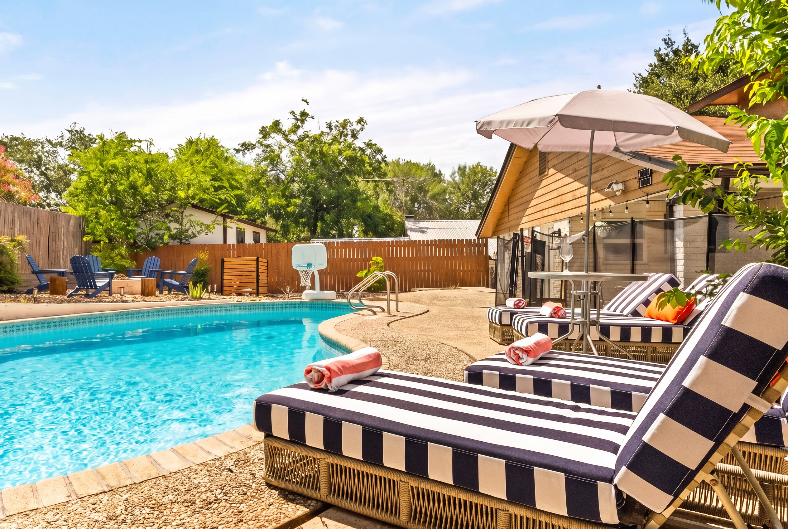 Stretch out and enjoy resort-style relaxation by the pool.