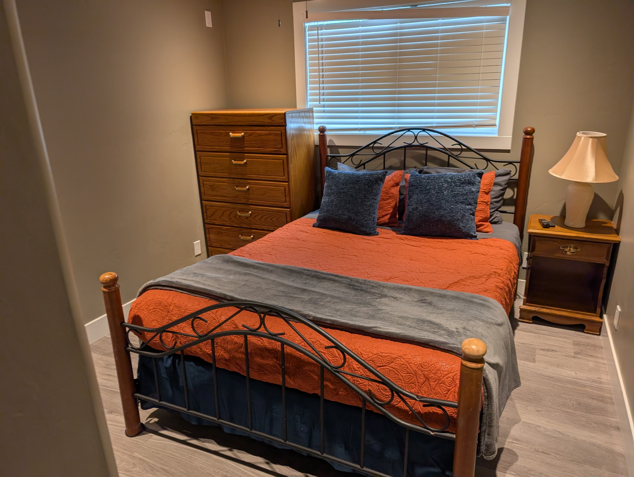 Bedroom #2 has a nice queen size bed with a smart tv