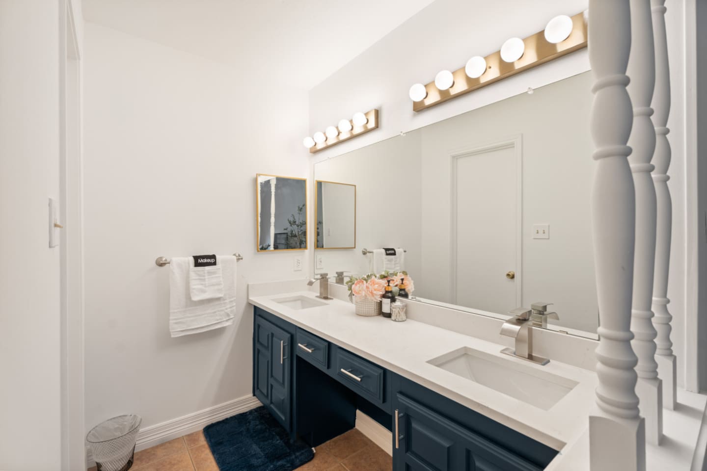 Stylish bathroom with double sinks and contemporary finishes.