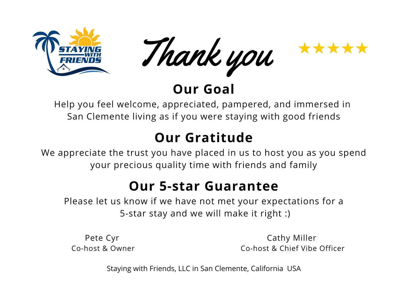 Our 5-star promise to you :)