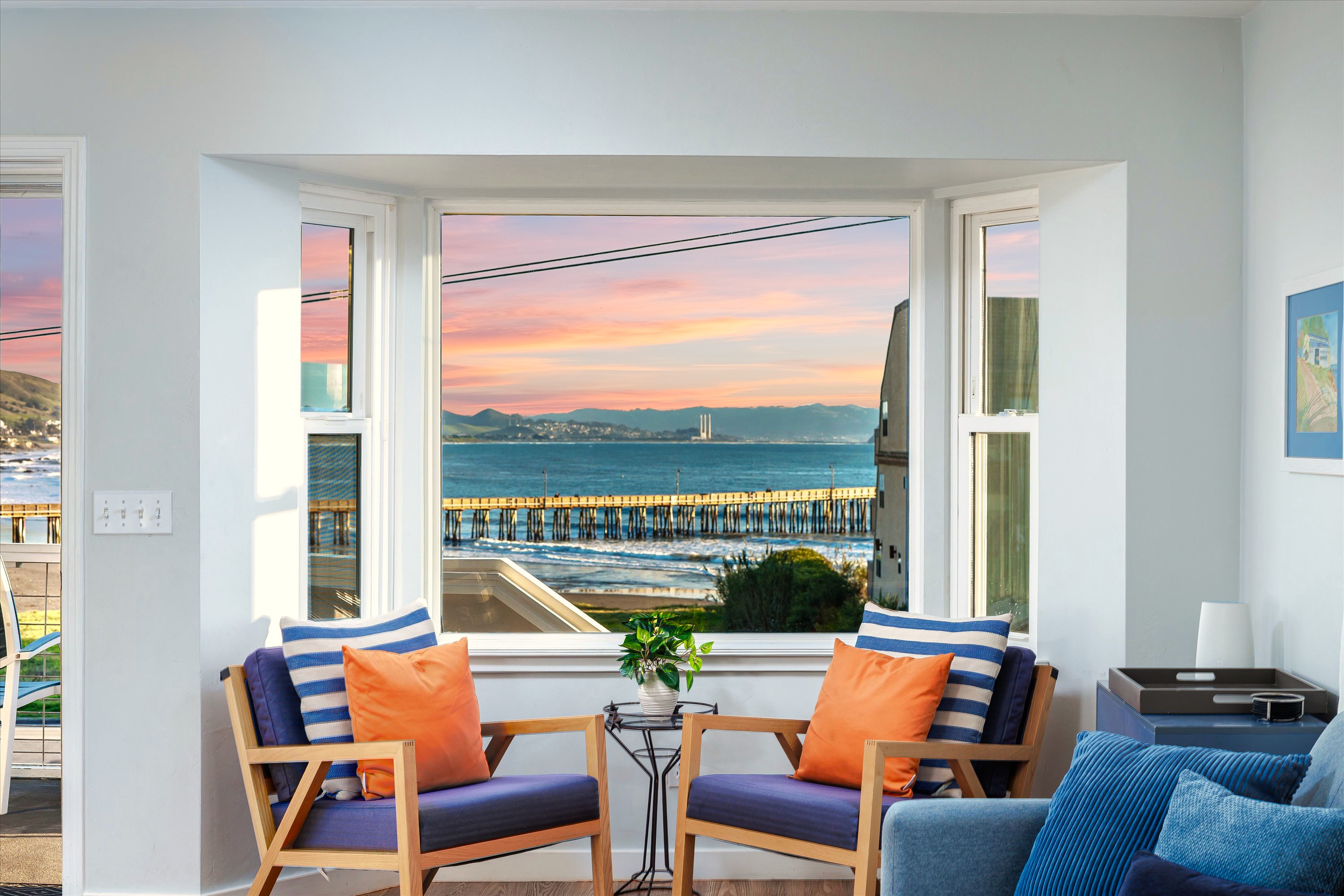 Curl up with a blanket and watch the colors of the sunset shift right outside your window.