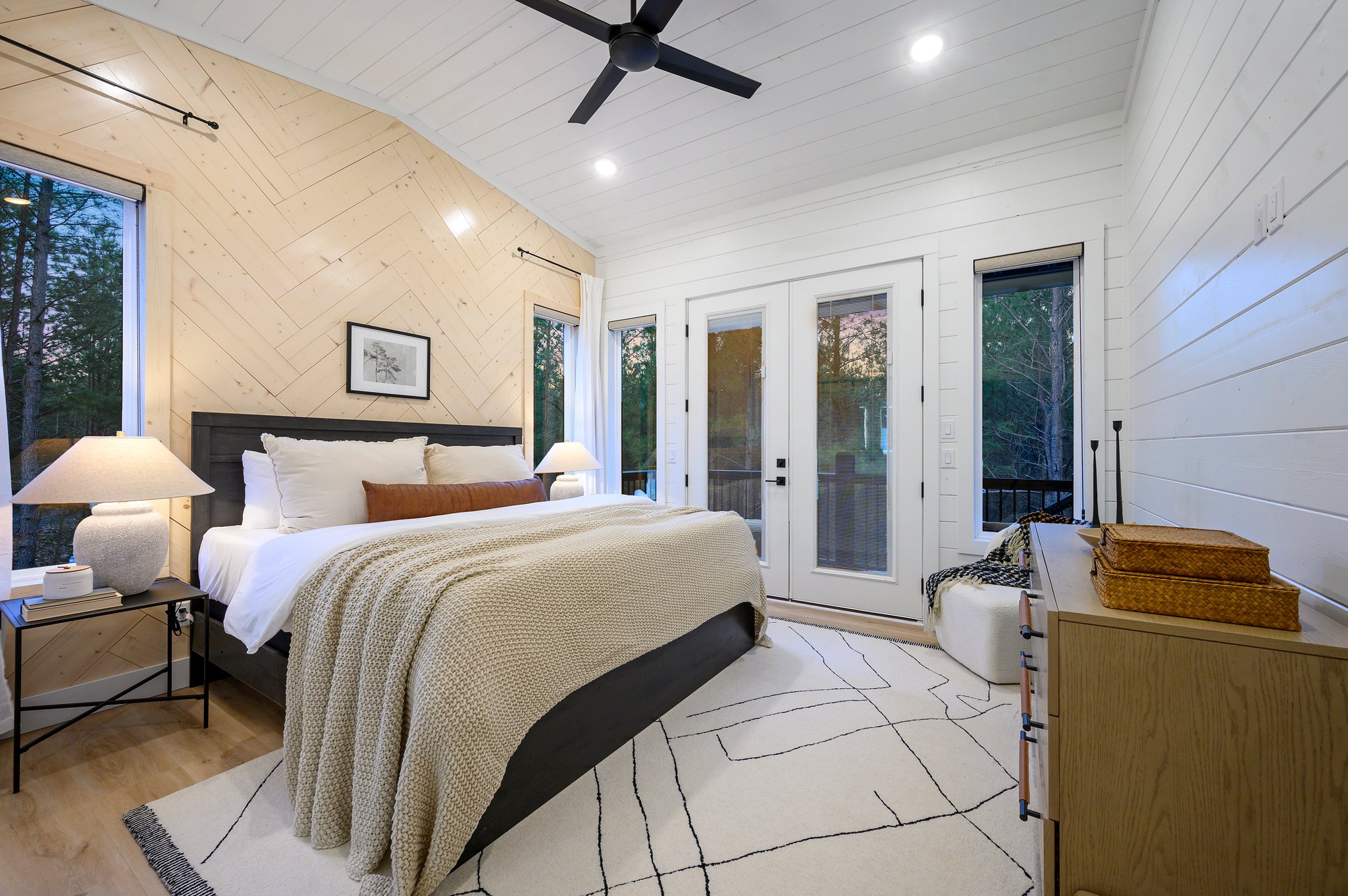 The spacious layout and vaulted ceiling give this room an airy, open feel.