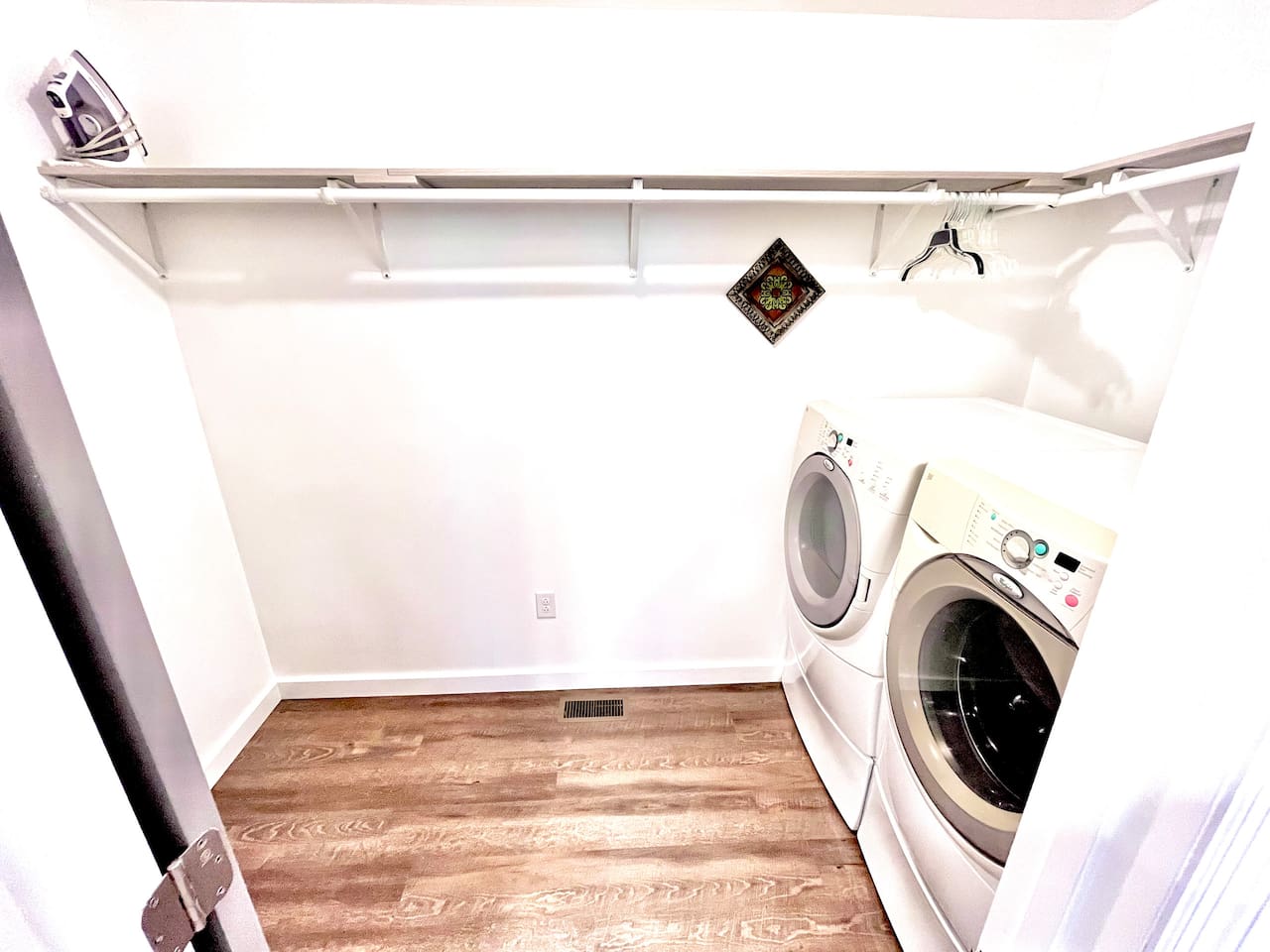 Plenty of hanging space for clothes and storage for belongings.