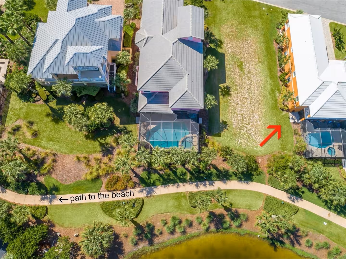 Steps to the beach with a prime Cinnamon Beach location 🌊
This aerial view shows the short, scenic path to the shoreline—easy access that makes beach days effortless and unforgettable.
