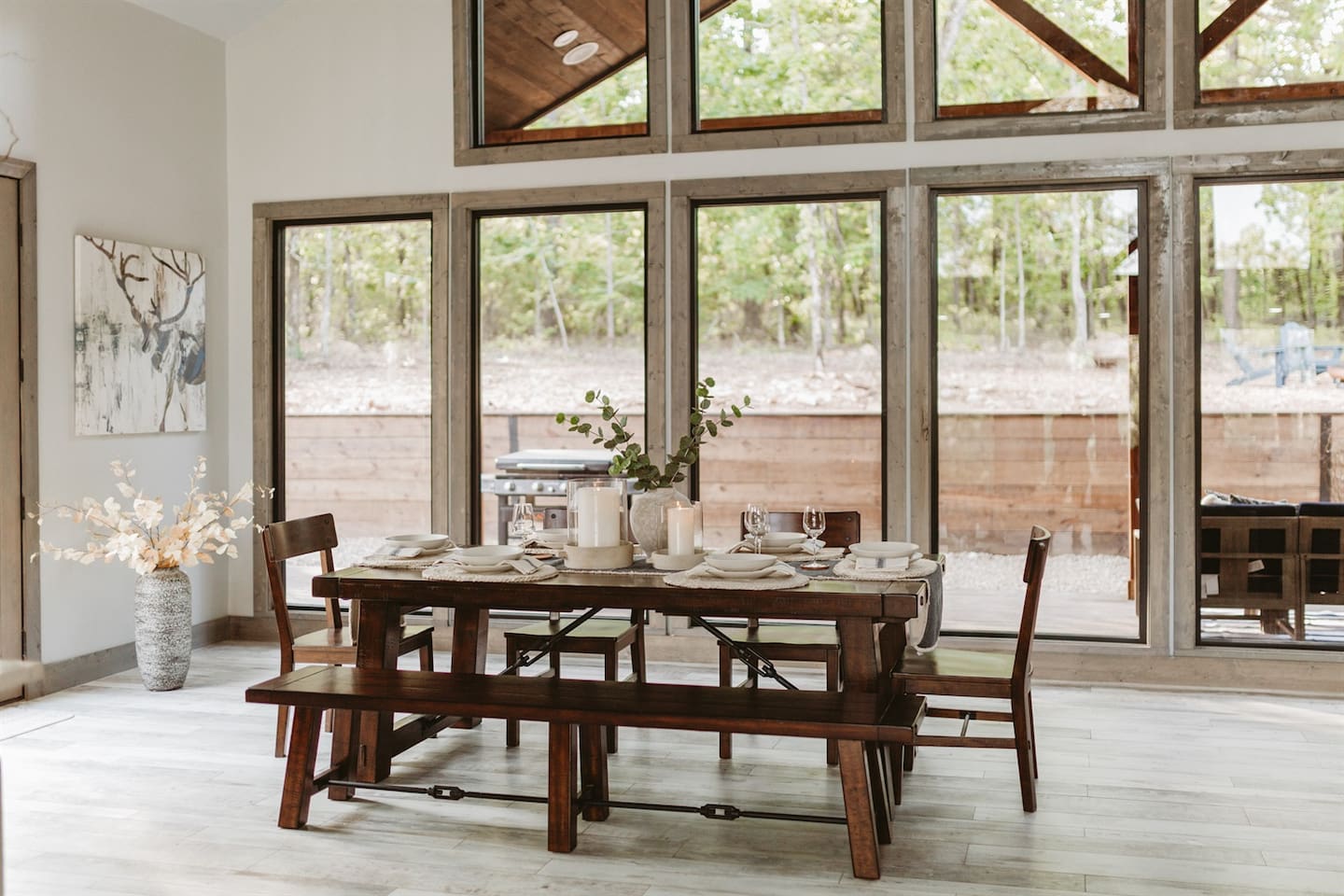 This rustic dinning table is perfect for every meal at our cozy cabin