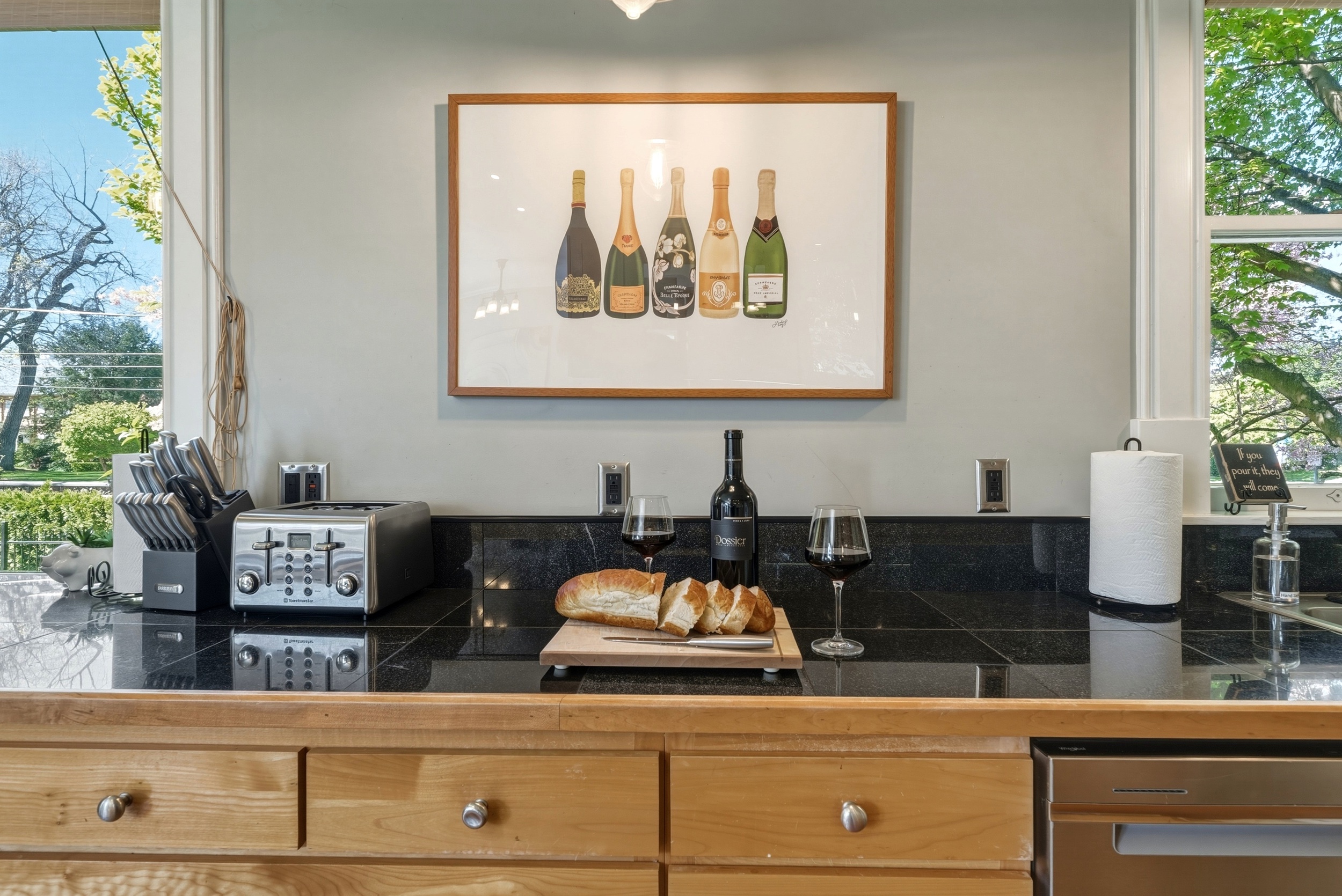 Incredibly well-equipped kitchen, thoughtfully set up for cooking meals meant to be shared.