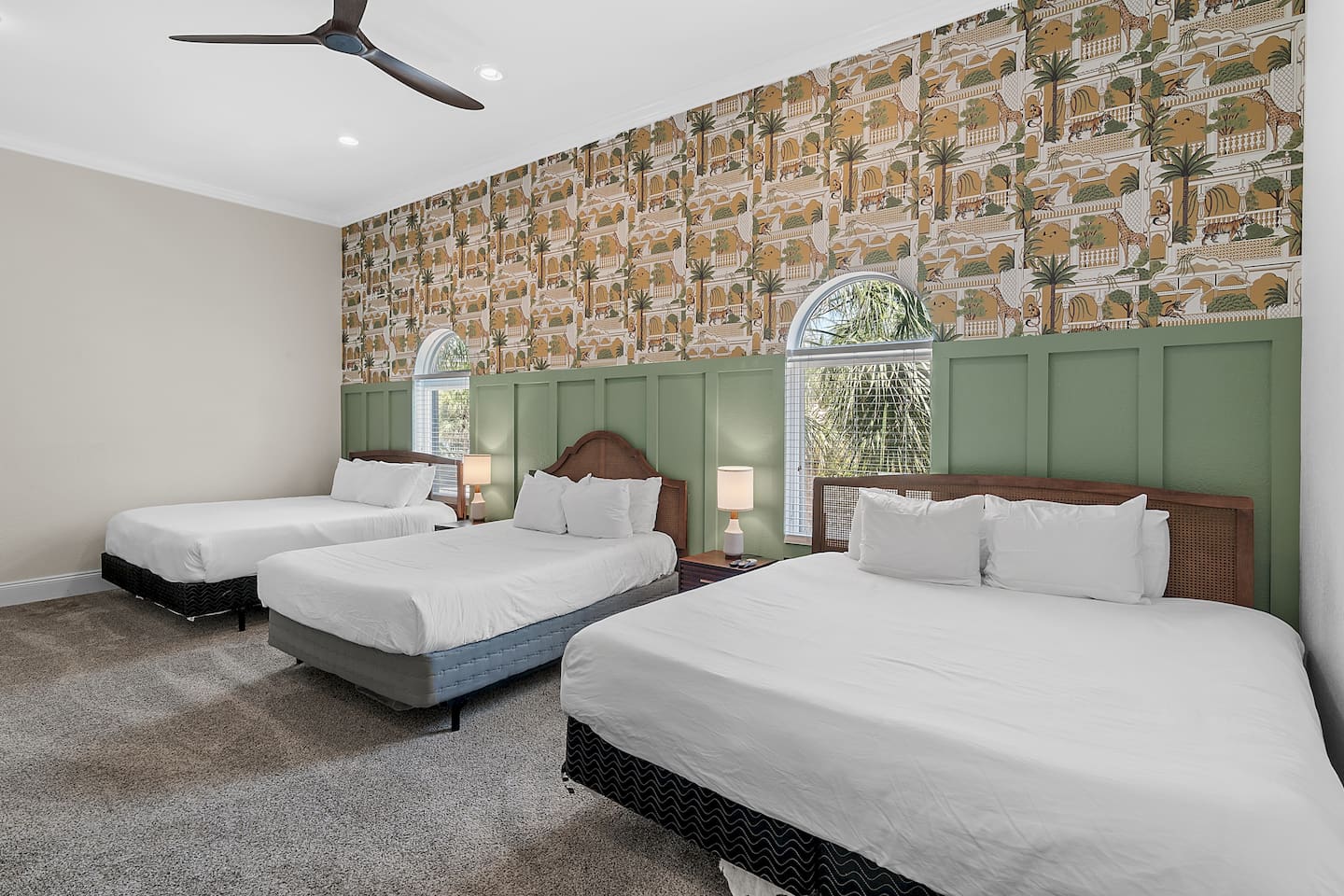 Bedroom 3 — one king and two queen beds