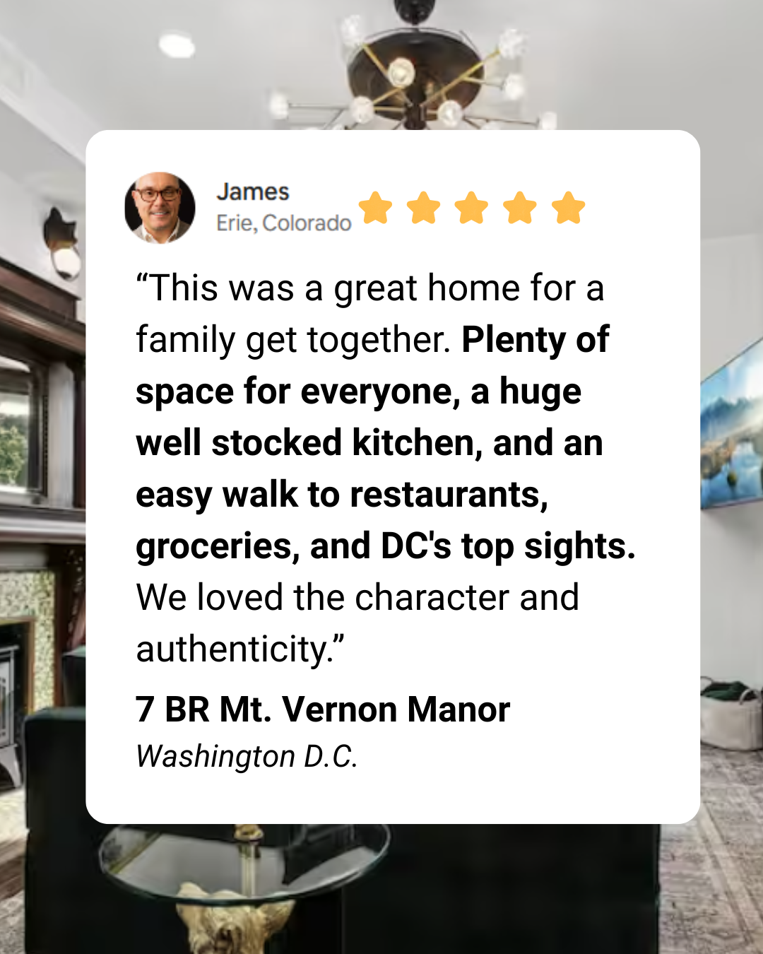 Here is a review from a recent group that stayed at our home