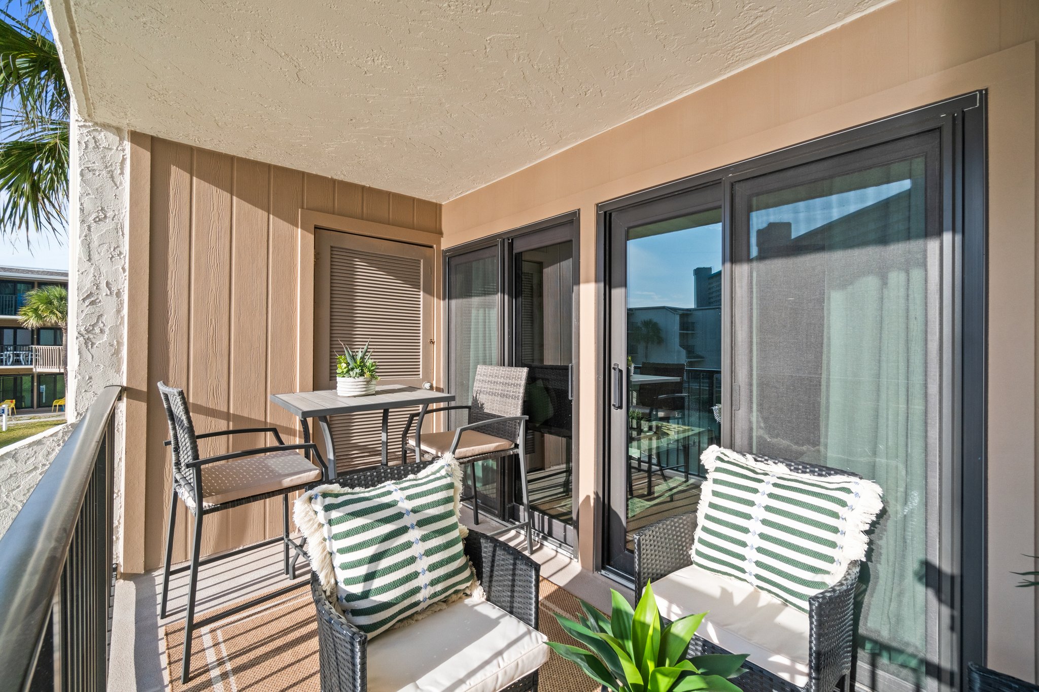 sit on private balcony and enjoy your morning coffee