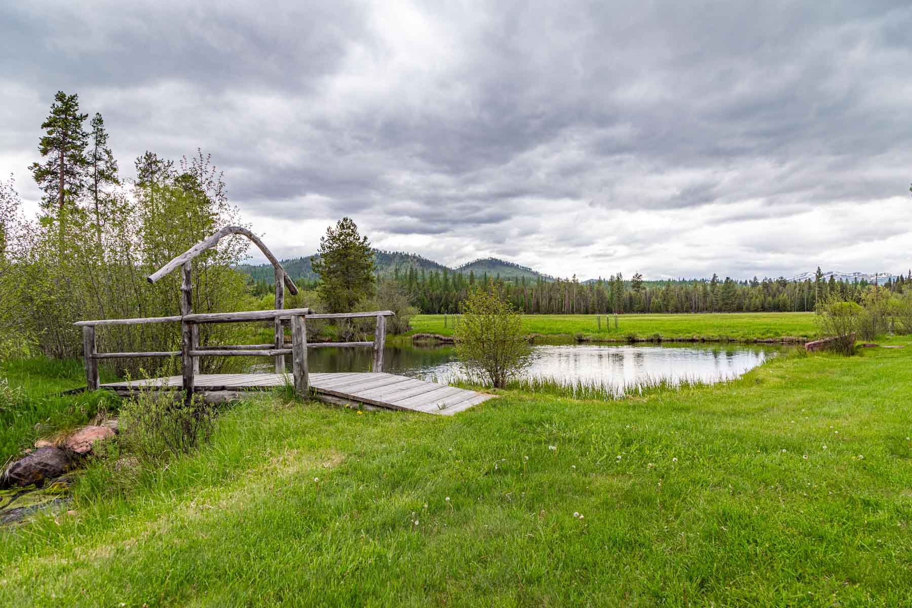 Unwind from the day near the peaceful pond. 