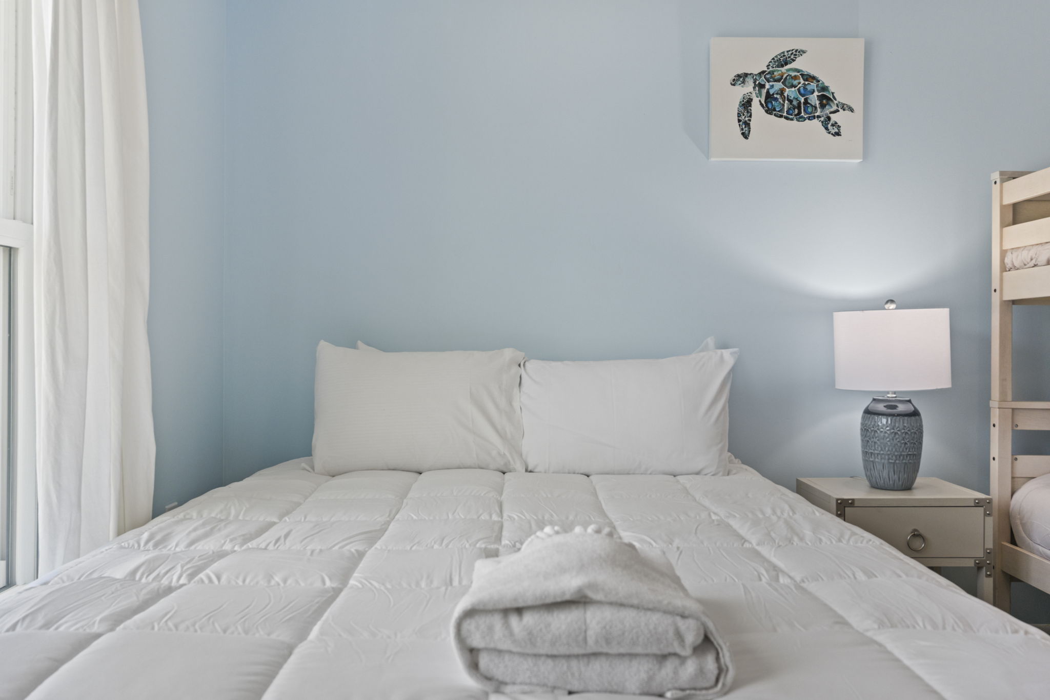 Second Bedroom features a Queen bed and Twin bunk bed & ensuite bathroom