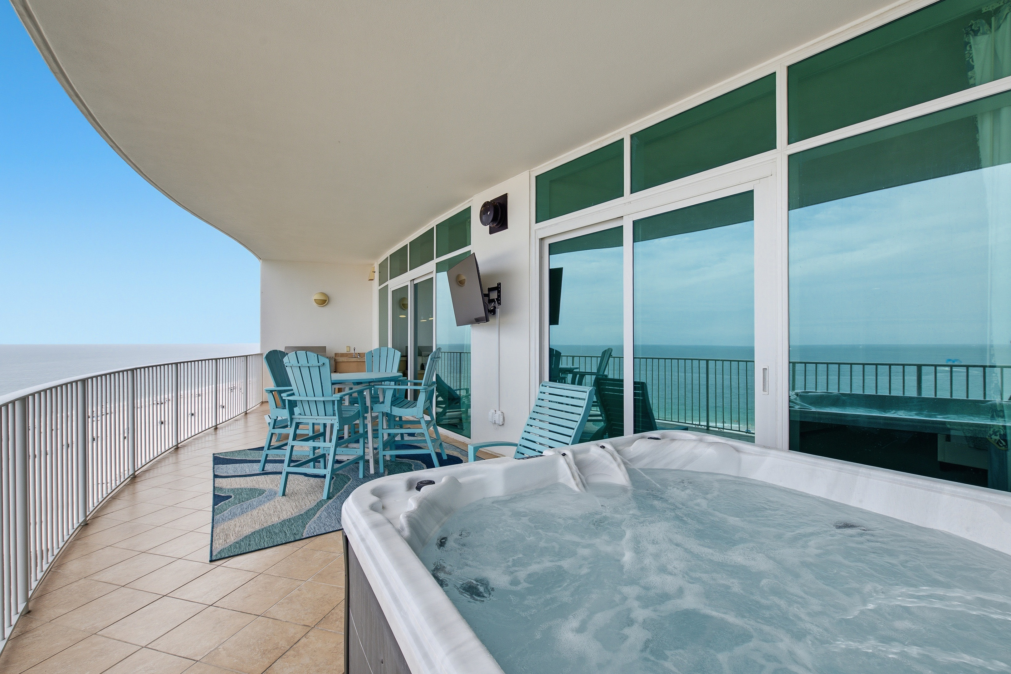 Private balcony with hot tub, grill, TV