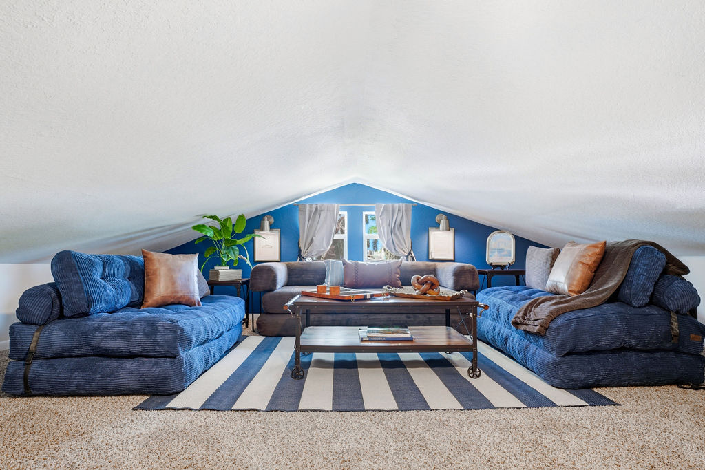 Large loft is great for friends and family to gather after a day in the sun!