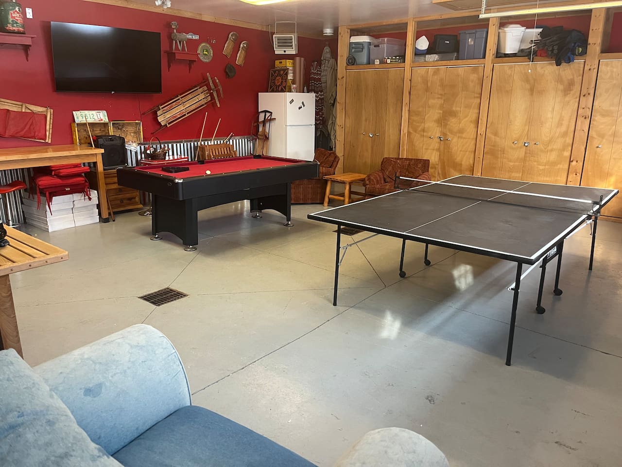 Game room in garage
