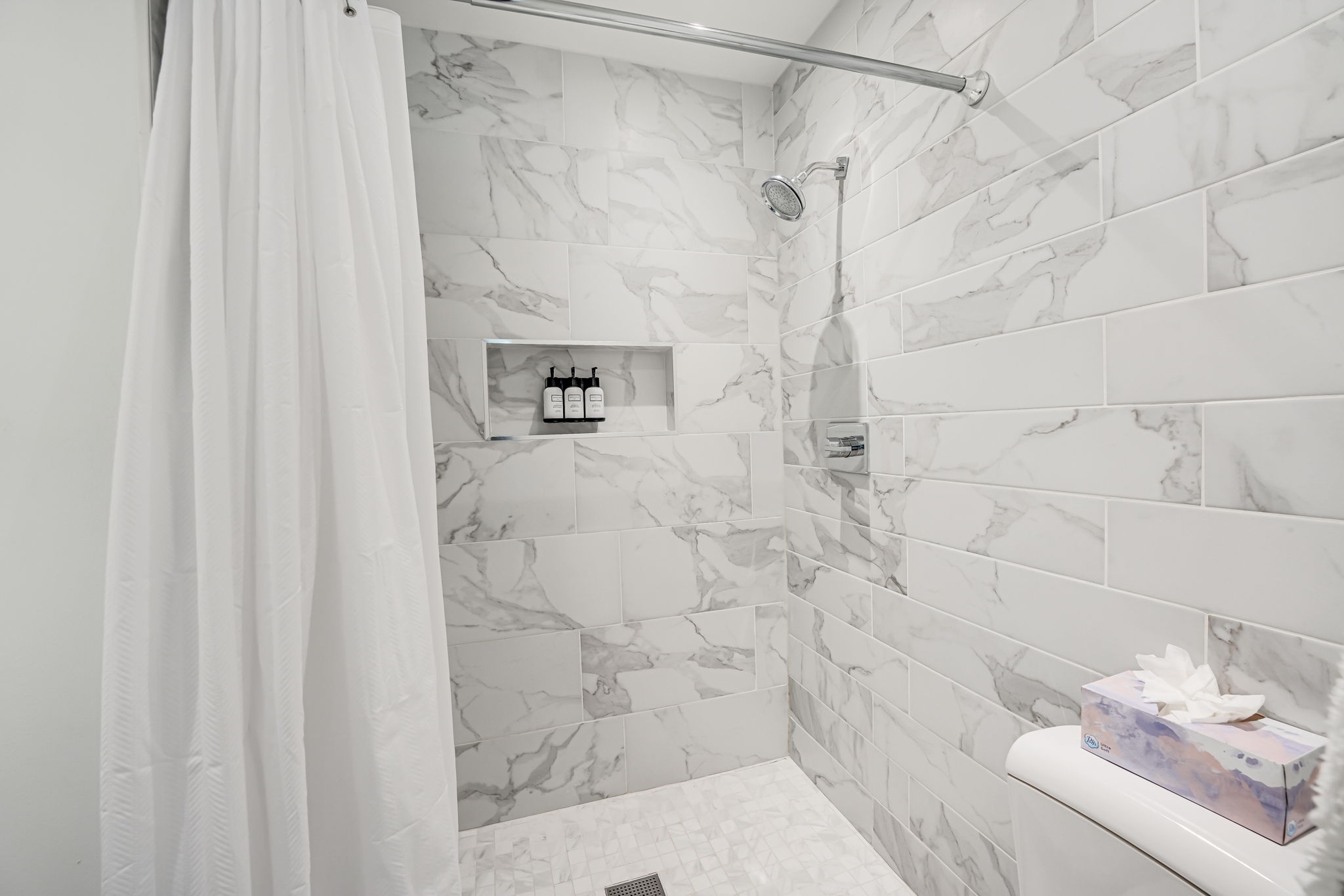 Ensuite Main Bathroom: Shower & Toilet.