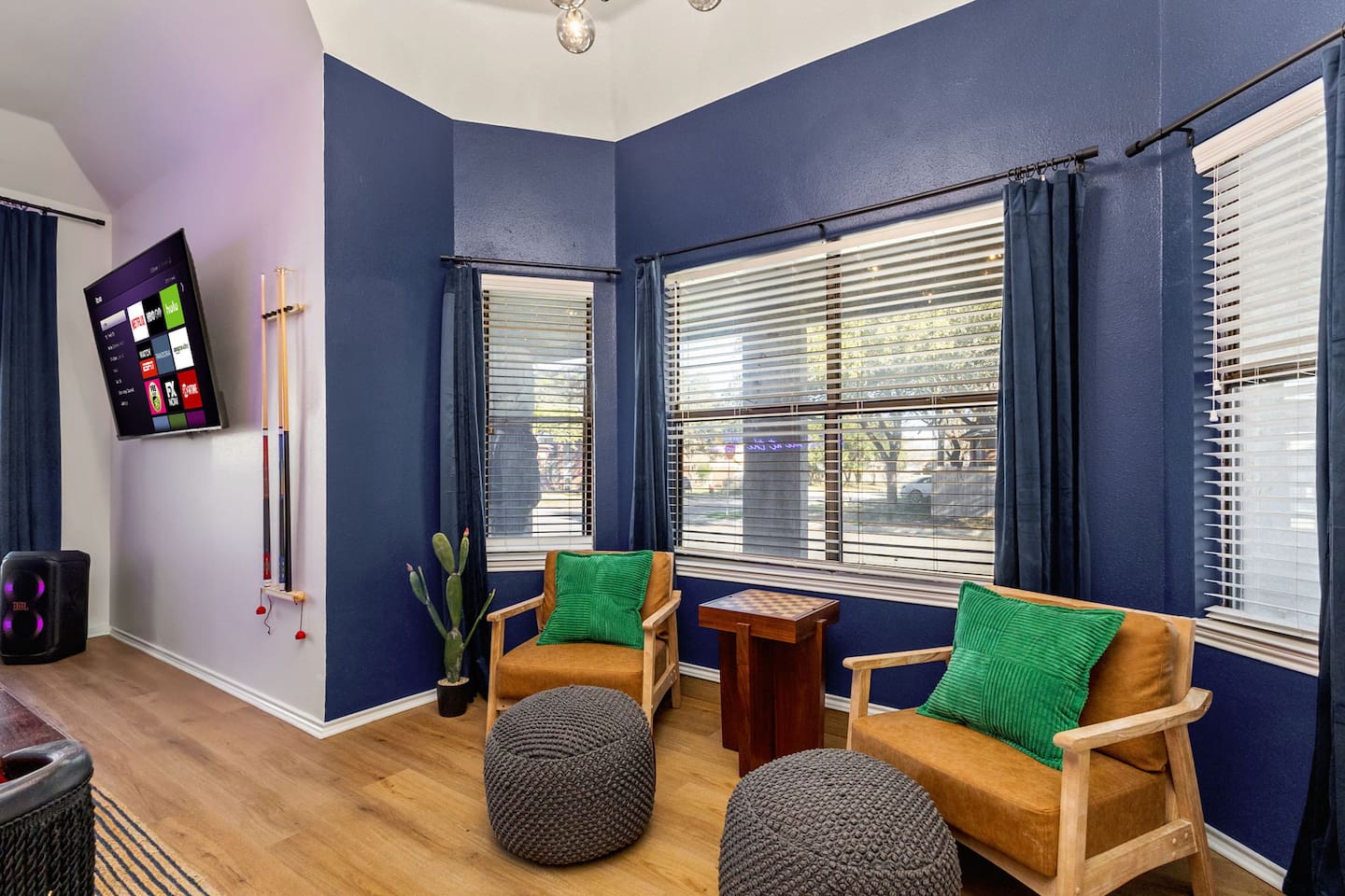 After a long day of adventures, unwind in a cozy, stylish corner. Relax with a game, catch your favorite show on the TV, or enjoy a quiet moment in the comfy chairs, making it the perfect spot for both relaxation and fun with loved ones.