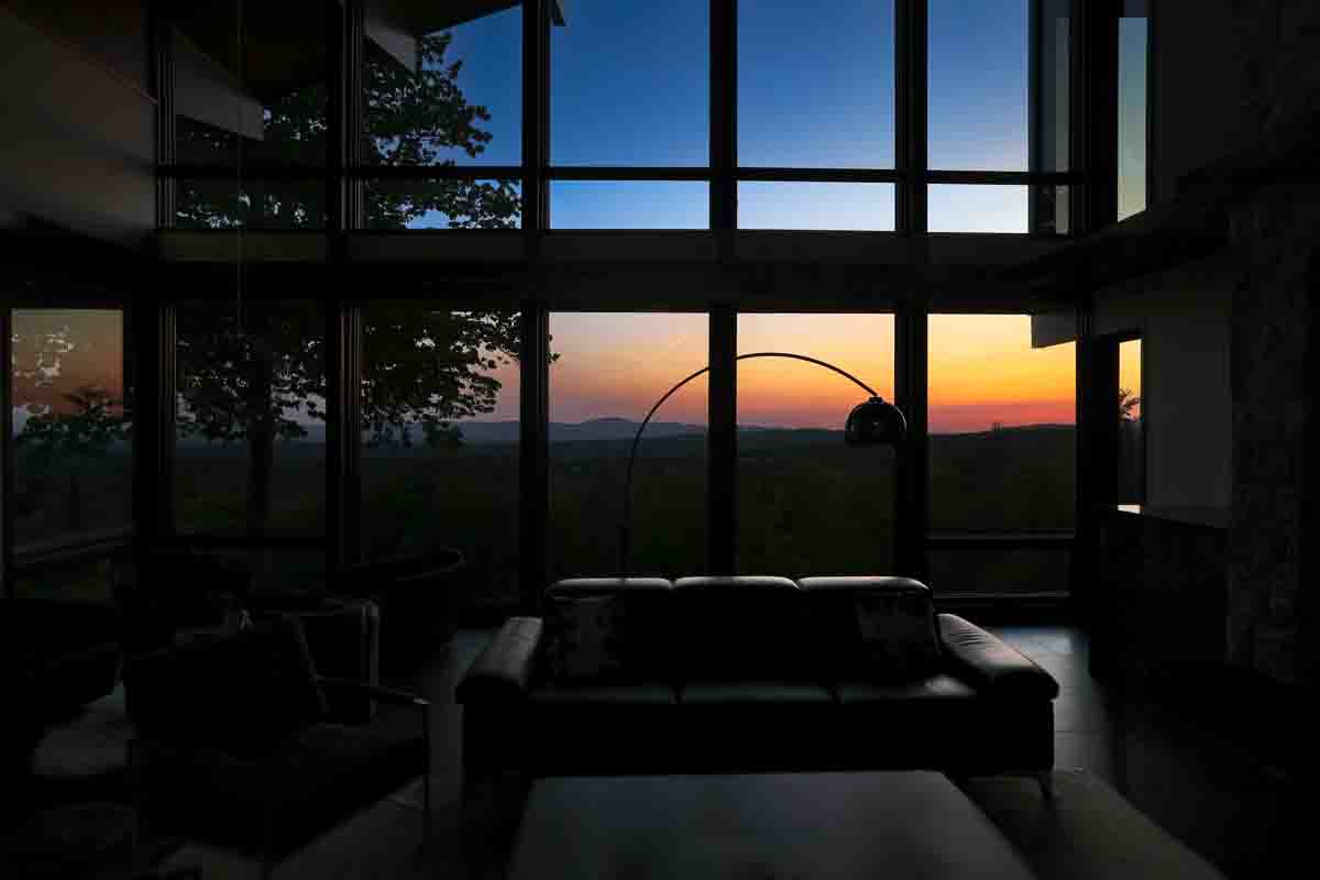 Sunset across the great room valley, frame four of four &mdash; Sunset Falls Berkshires