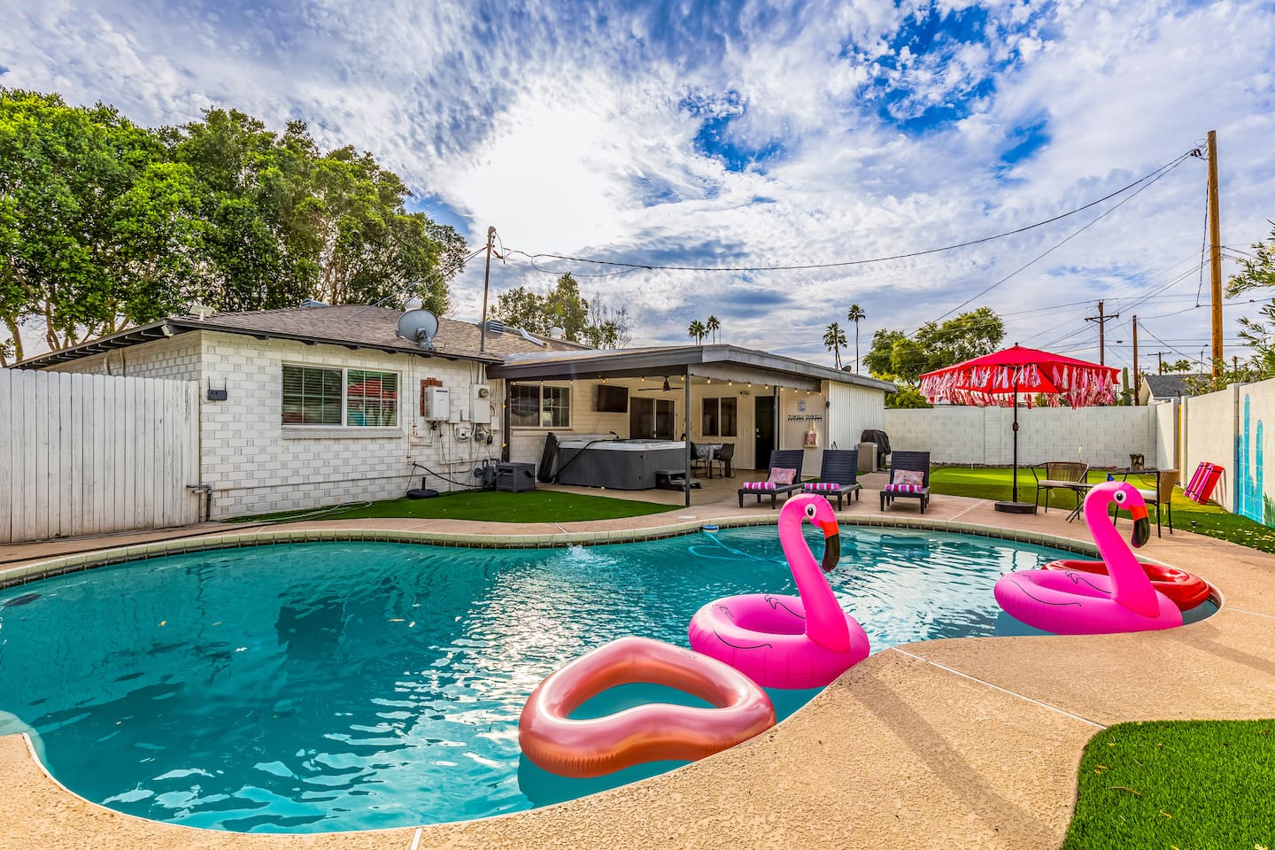 Make a splash with giant flamingo floats, perfect for lounging in the water or capturing unforgettable vacation memories.
