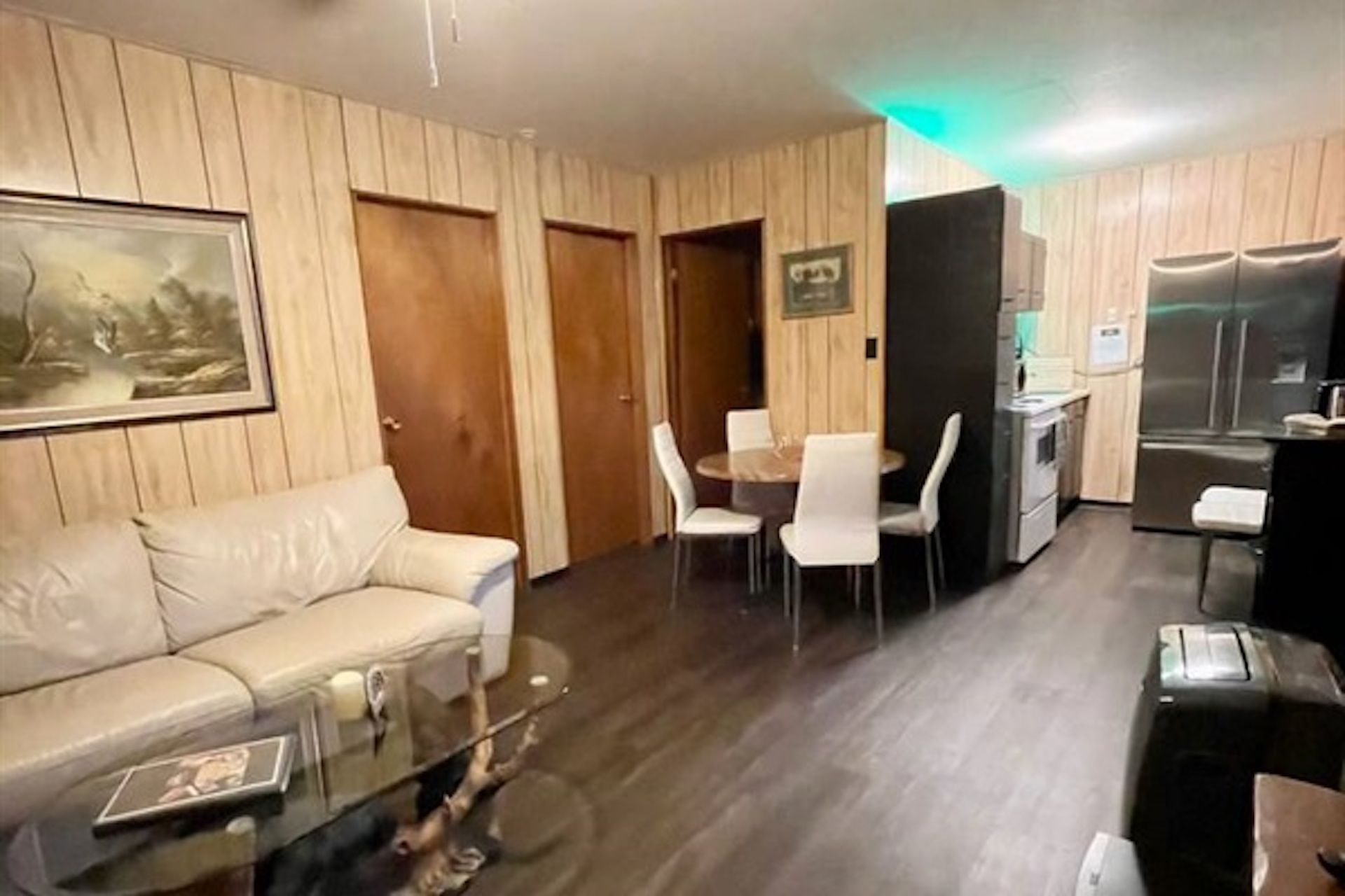 Open interior view connecting the living and kitchen areas