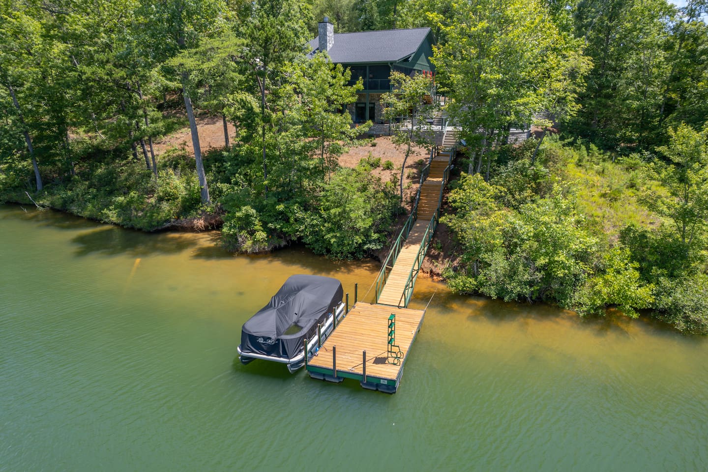 Drone Picture from the lakeside view of the lake home