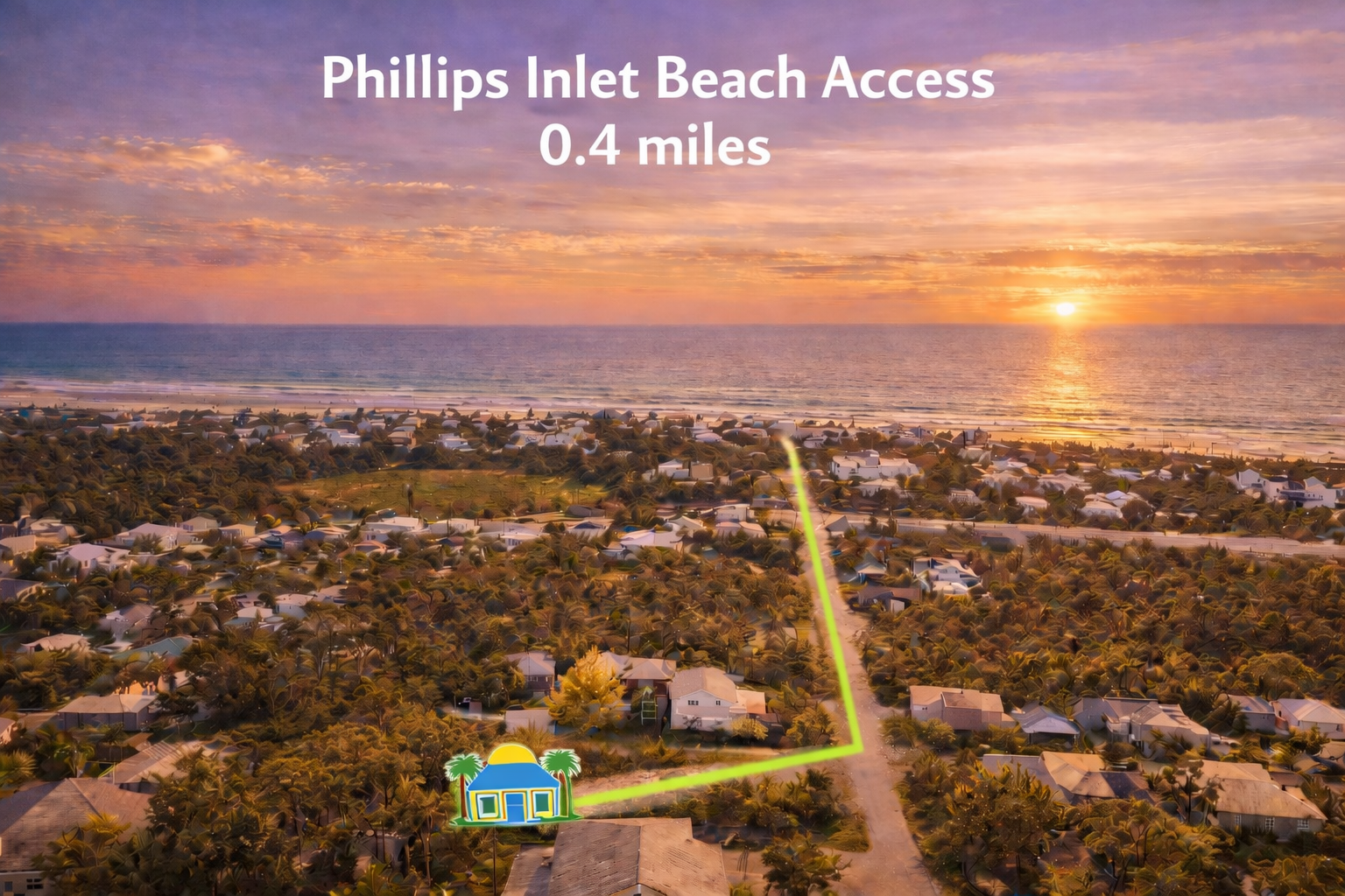 Phillips Inlet-our closest public beach access—just a short ride or walk! While Highway 98 can be busy, crossing is easy by bike or with a rented LSV/golf cart. Guest Review, “Close to the beach and restaurants, but off the main road for a quiet stay.”