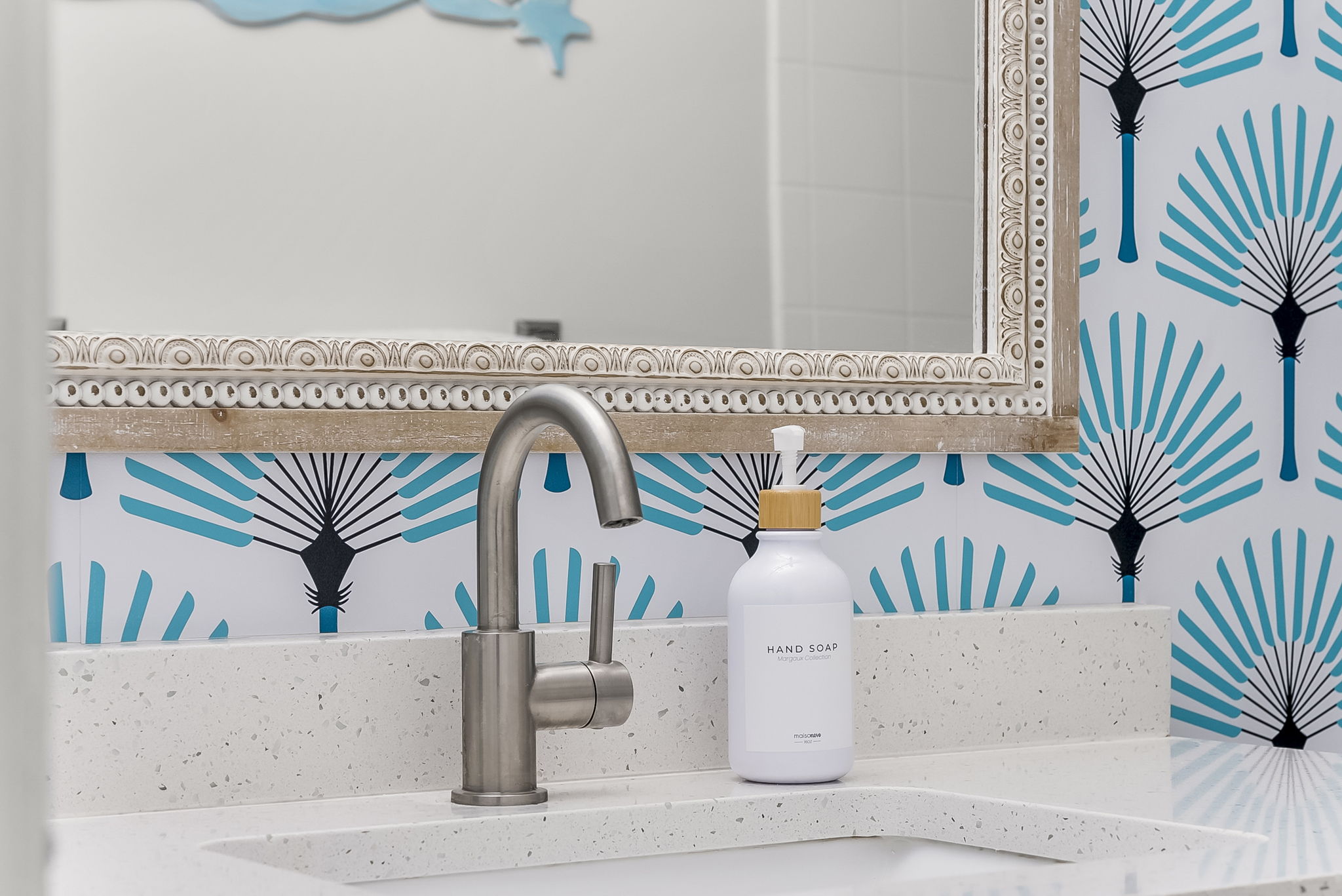 Updated countertops and vanity provide you with an elevated experience while visiting PCB.