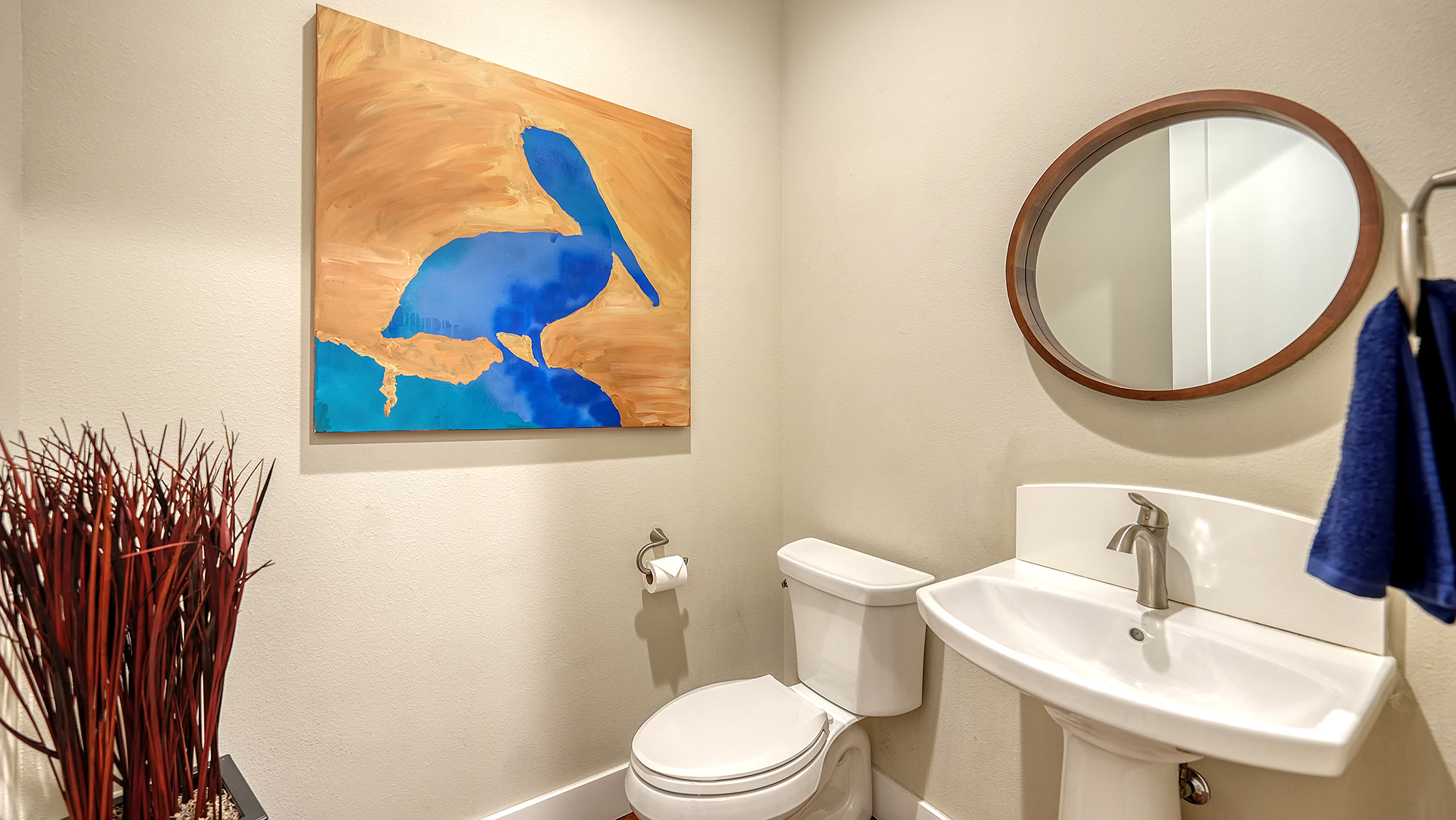 Feel like you are at the beach in the half bathroom off the kitchen/garage