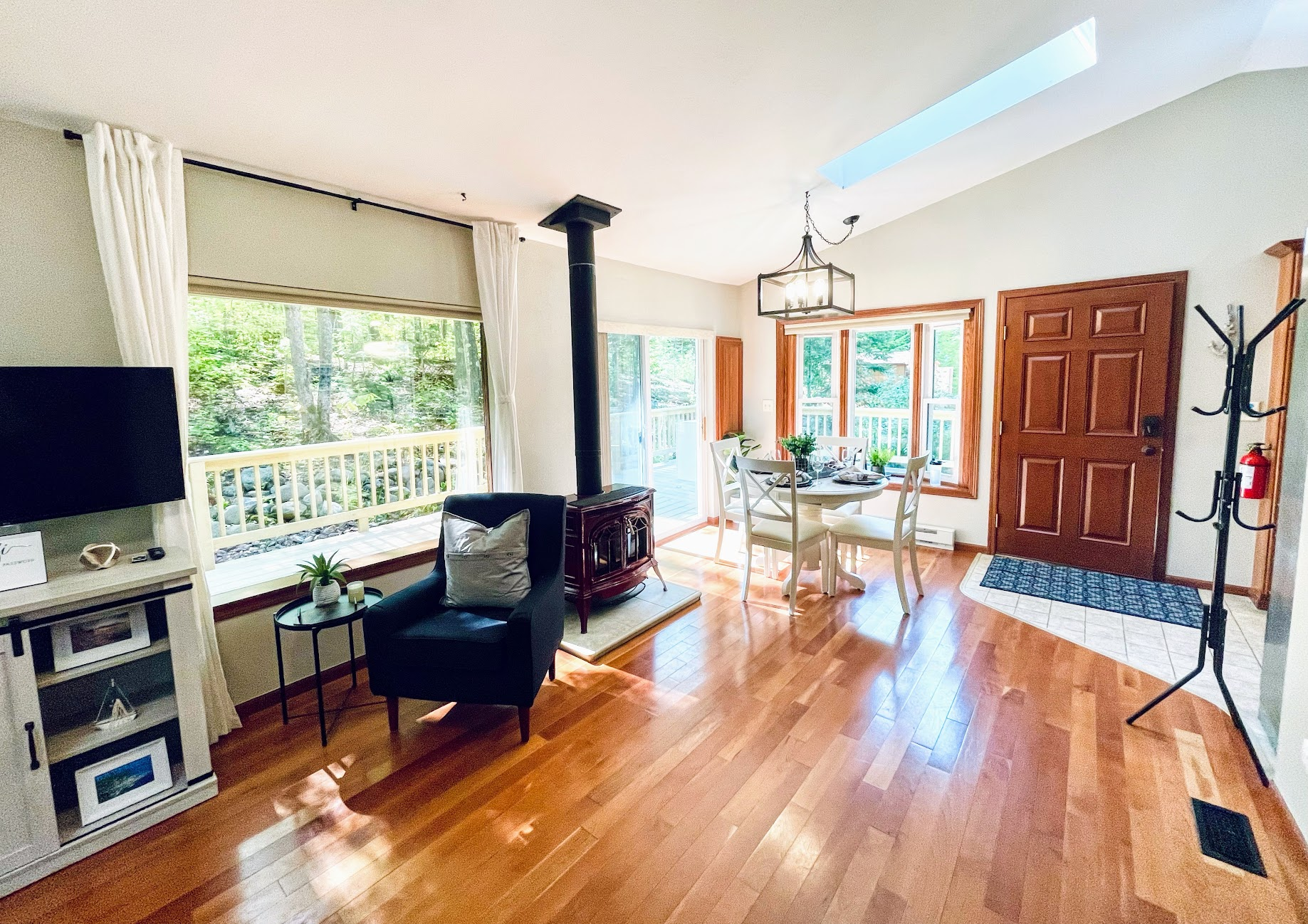 Main Cottage living room view of dining room