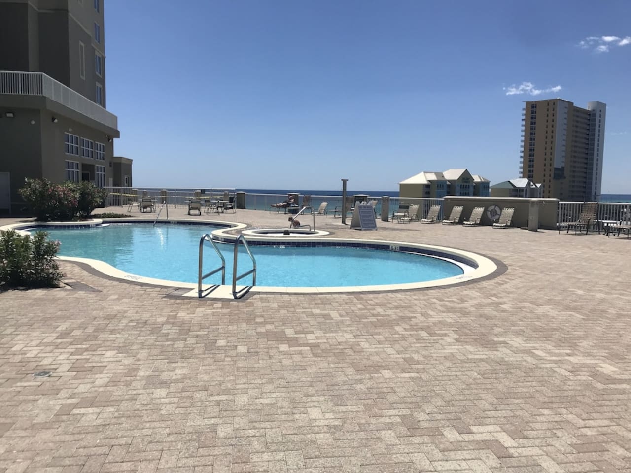 Tower 2 heated pool and hot tub.  
