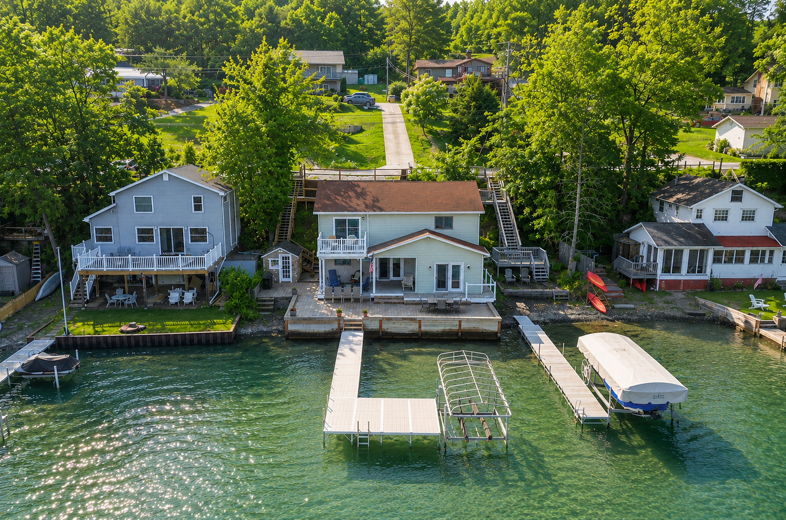 Drone view of the house and the community