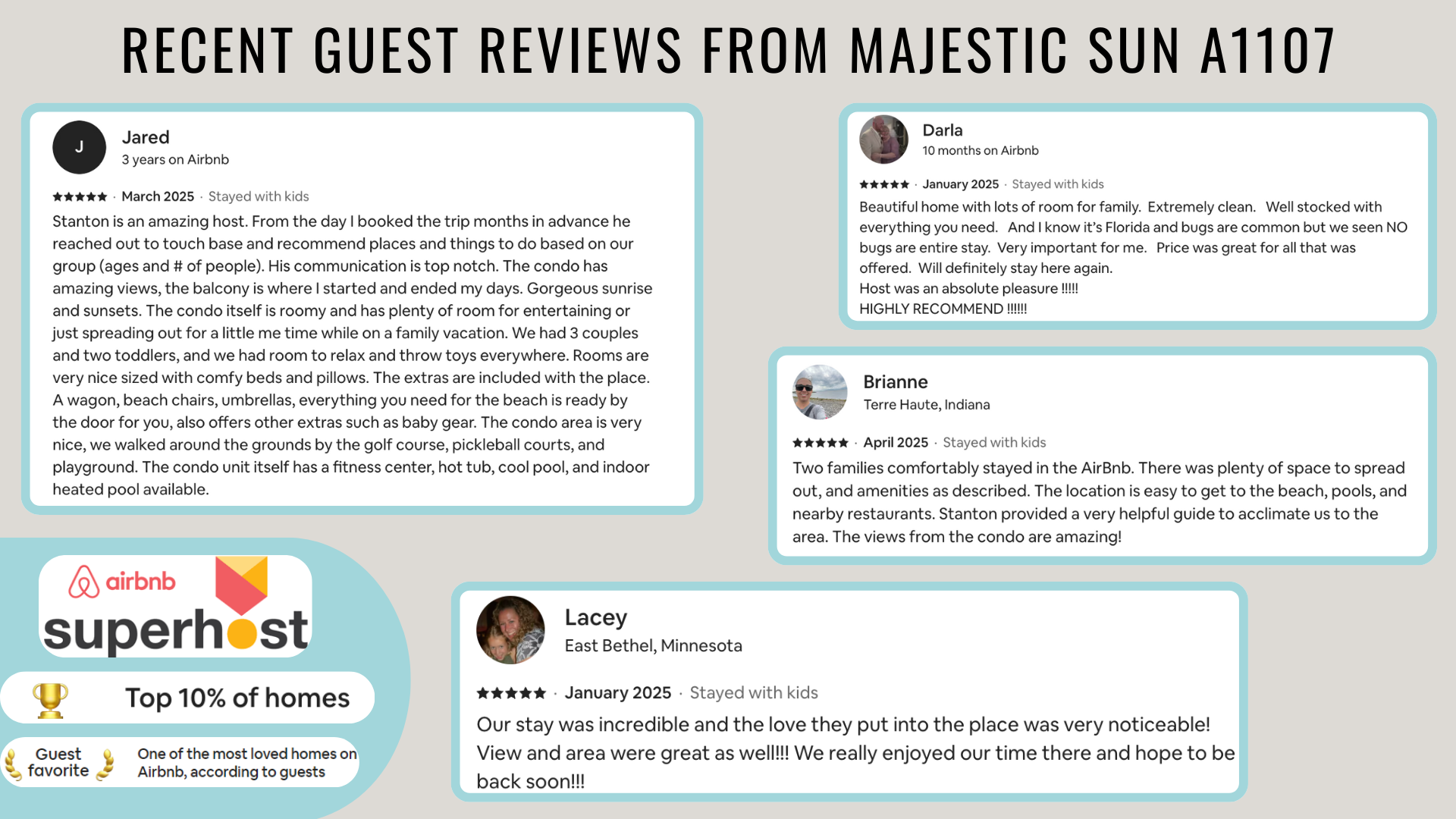 Recent reviews from happy guests show that you are in good hands!