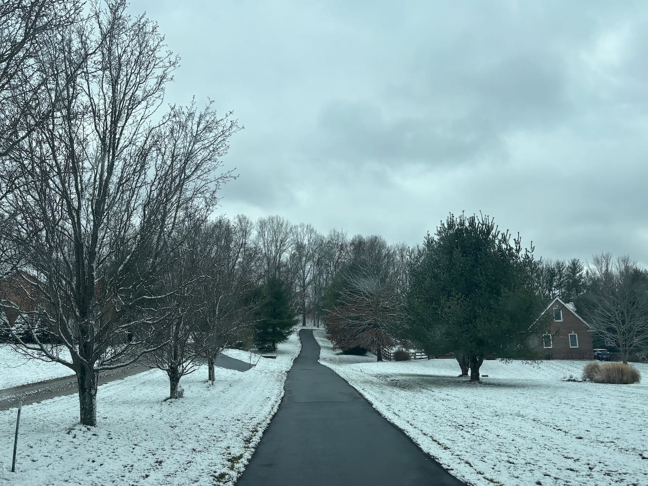 The entrance of asphalted driveway.