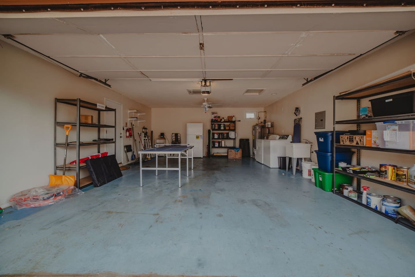 Spacious garage with room for your gear storage.