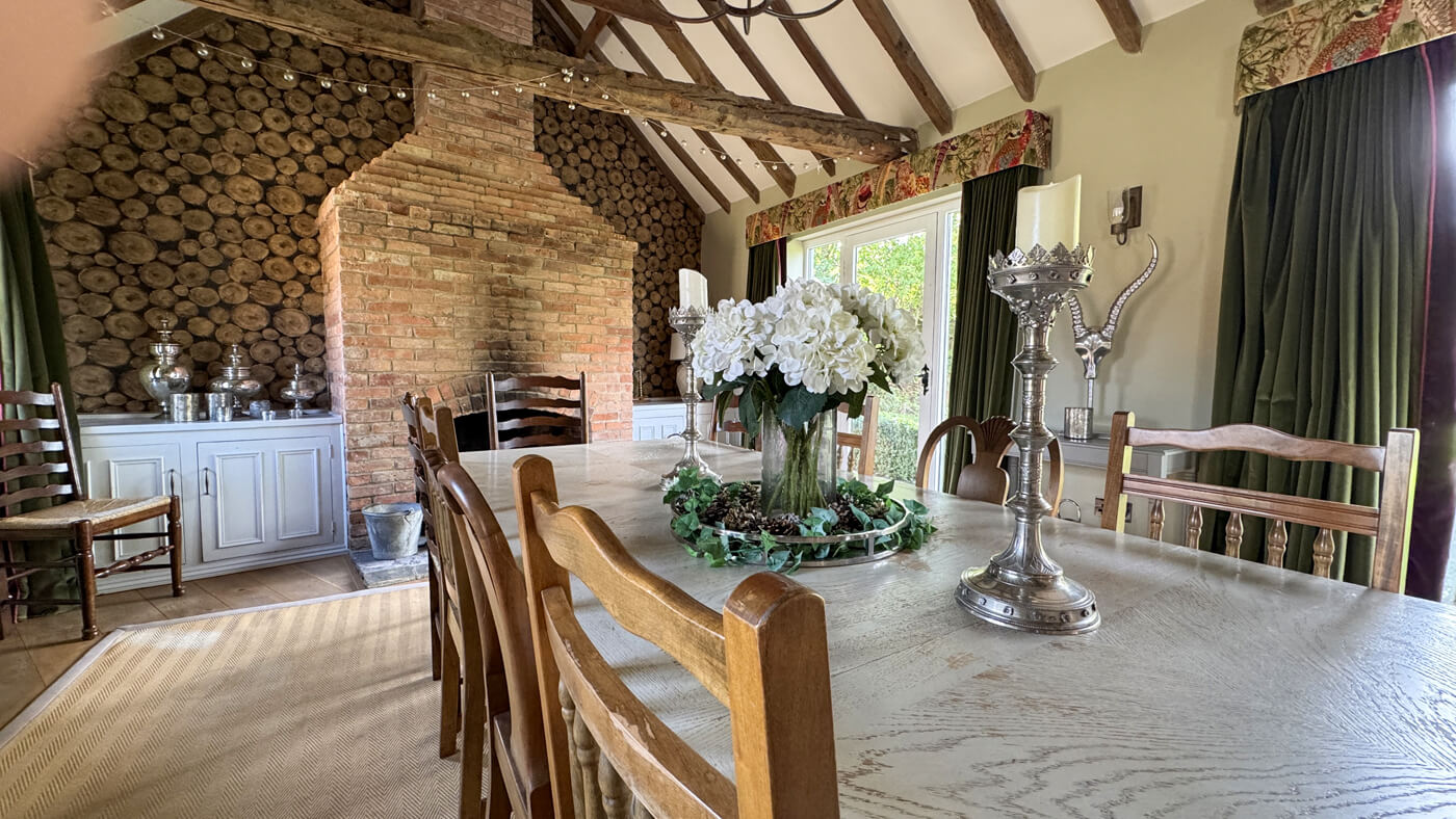Dining room looking towards fireplace
