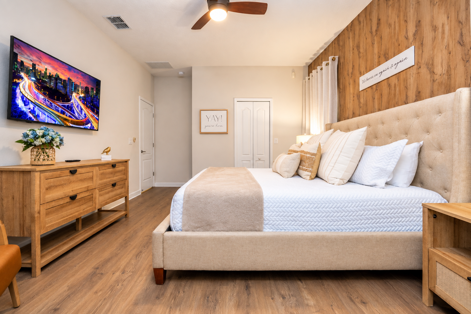 All bedrooms have a smart TV to stream your favorite shows before bedtime.