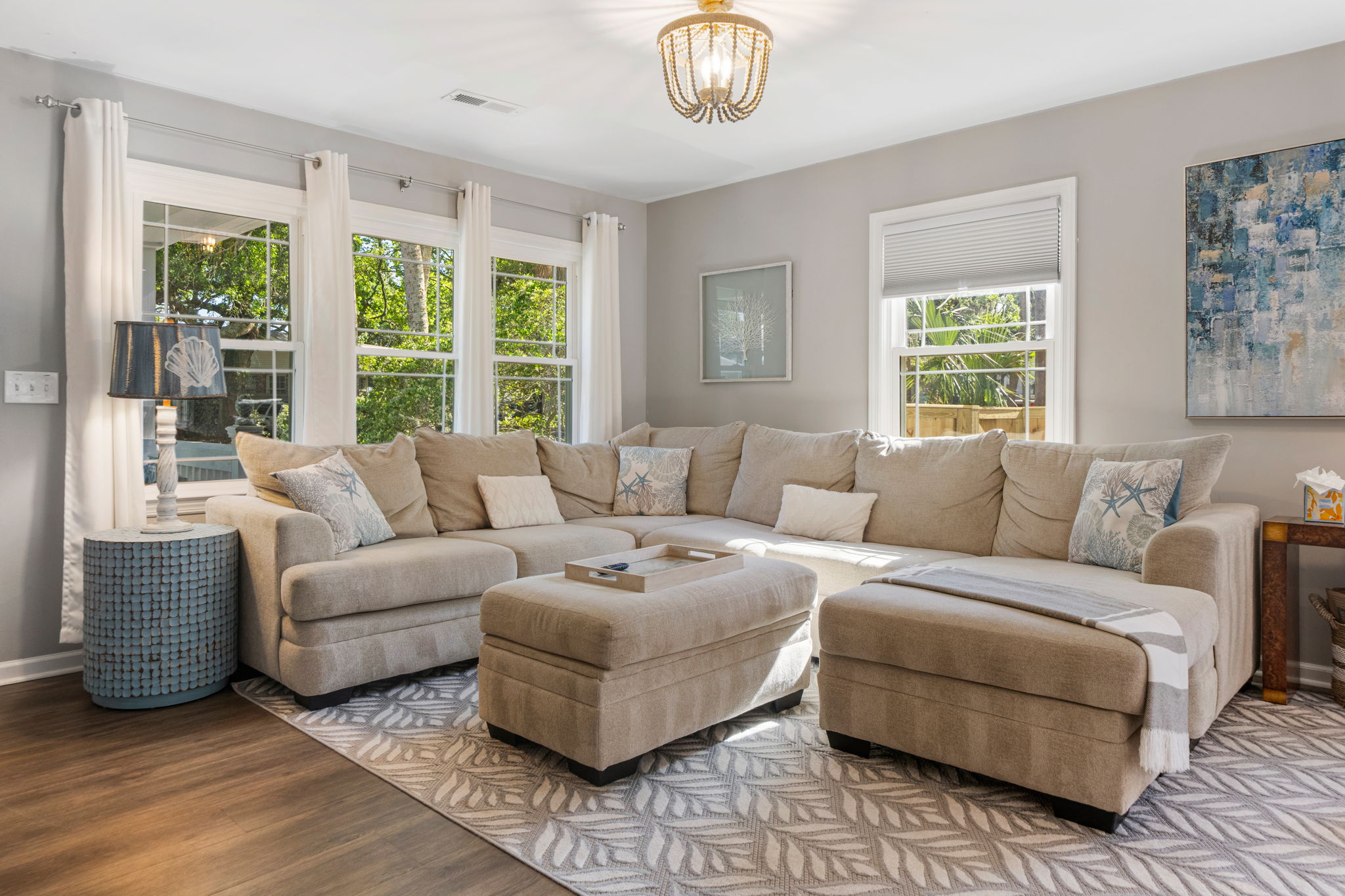 Living Room | IOP Escapes Beach Blessing | 3705 Hartnett Blvd, Isle of Palms, SC
