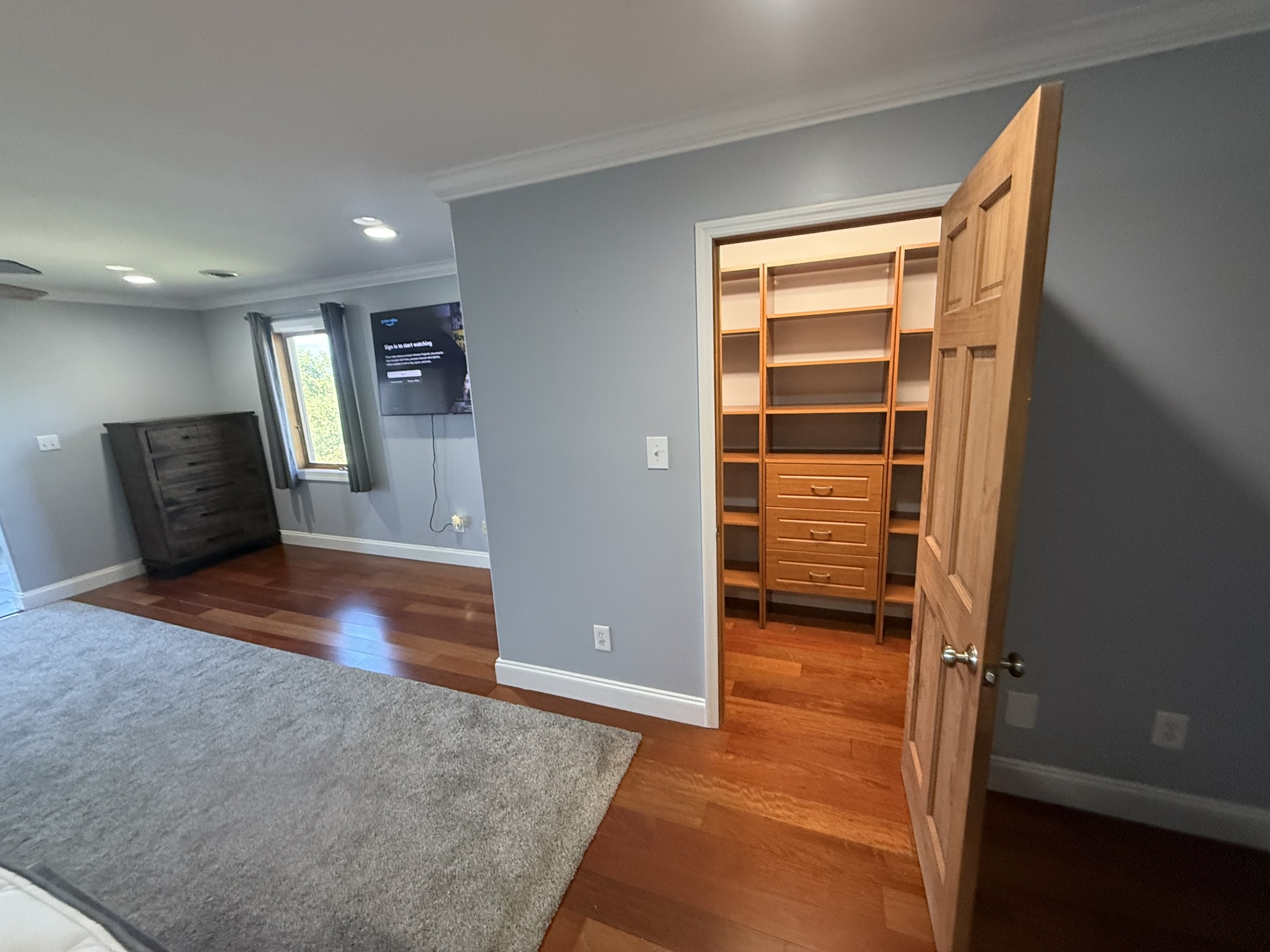 Large closet and TV in Bedroom 2