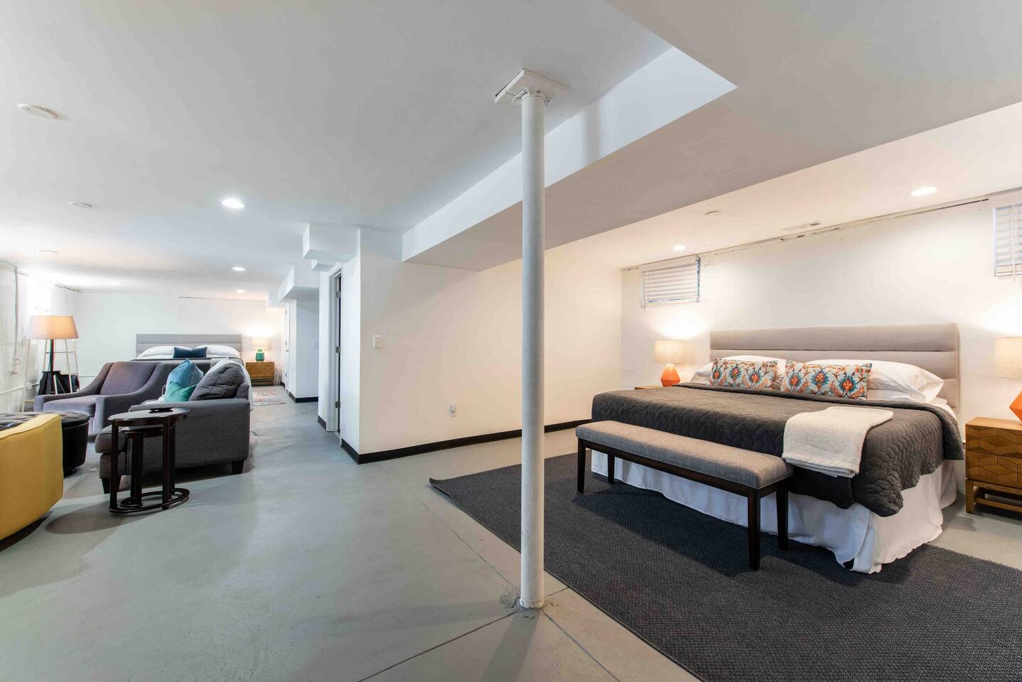 1,000 Sq Ft Newly Renovated Walkout Basement •Private TV area with 50” Smart TV•Access to Backyard•Two King Beds•Brand New Full Bathroom 