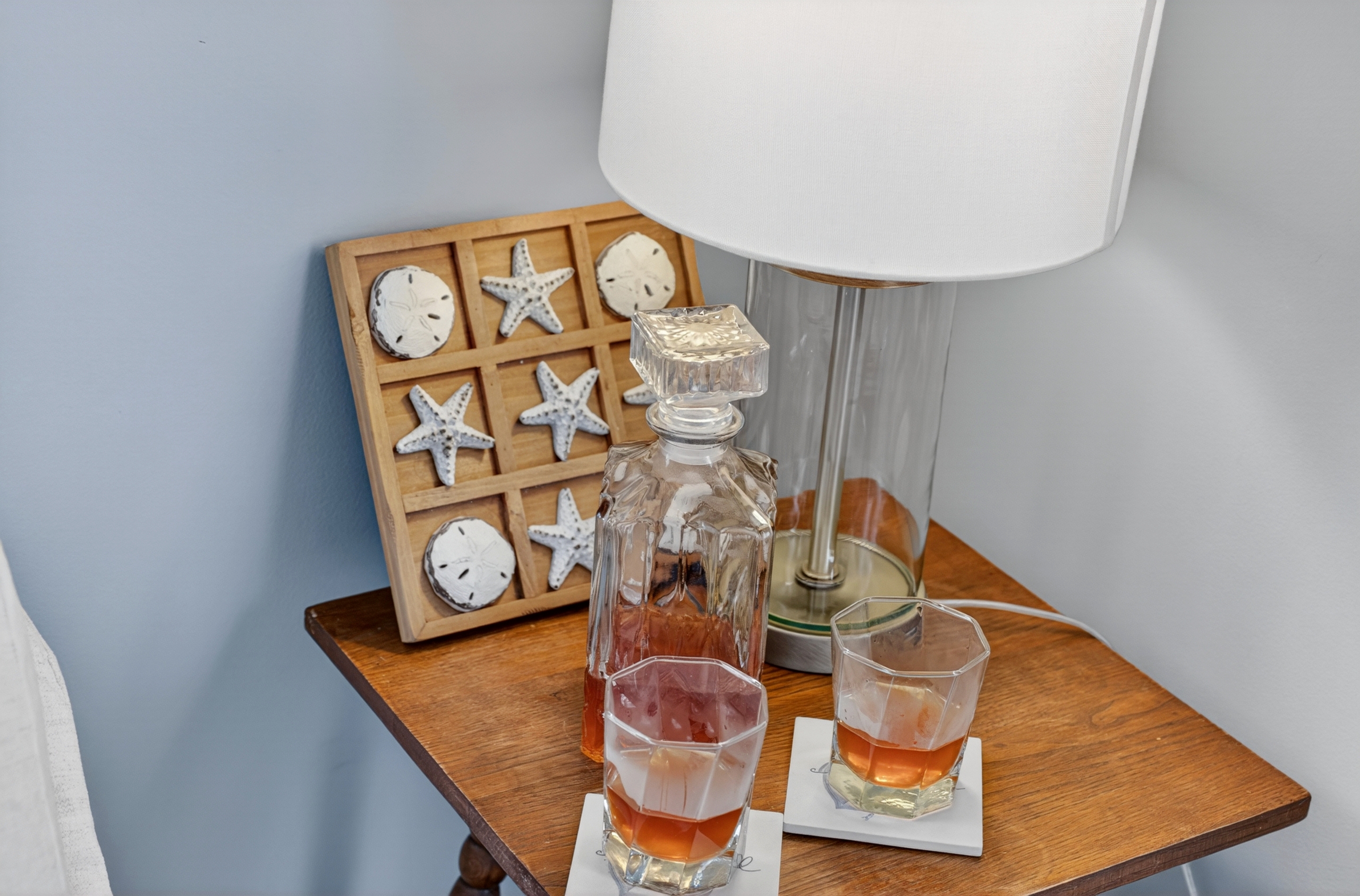 Inviting living room corner perfect for kicking back with your group and enjoying a relaxing sip of whiskey after a fun day out.