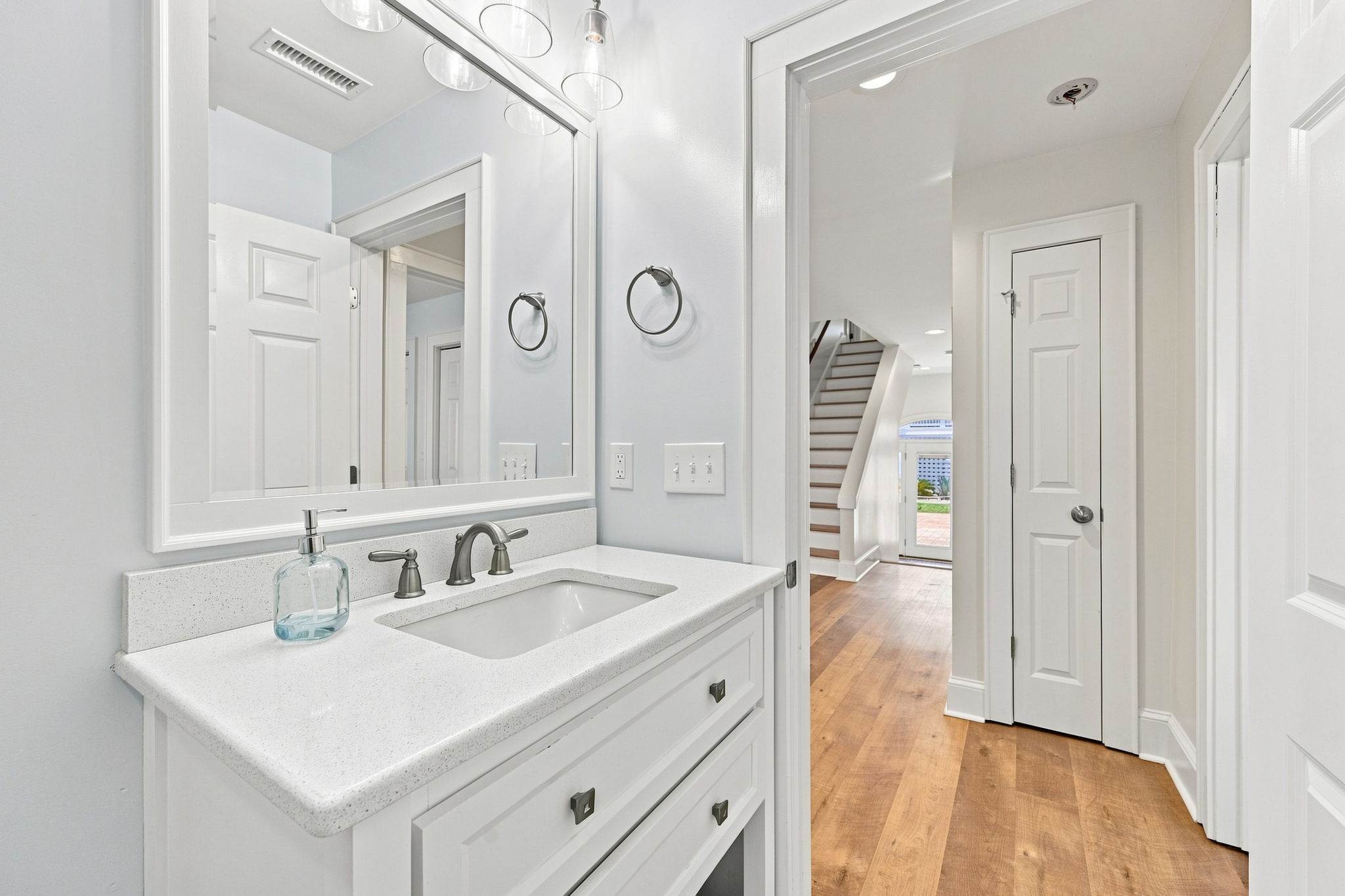 This full bath is clean, convenient, and perfectly positioned for easy access throughout your stay.