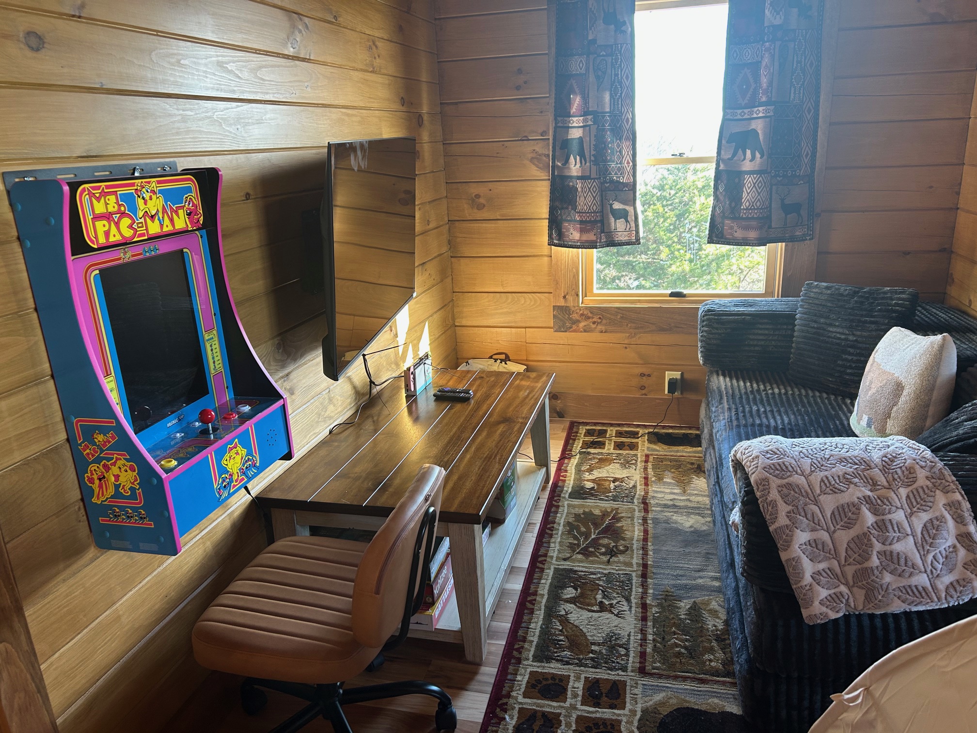 Fun Hang-out Zone with Toys, Books, Videogames and Arcade Games and Fold-Out Couch!