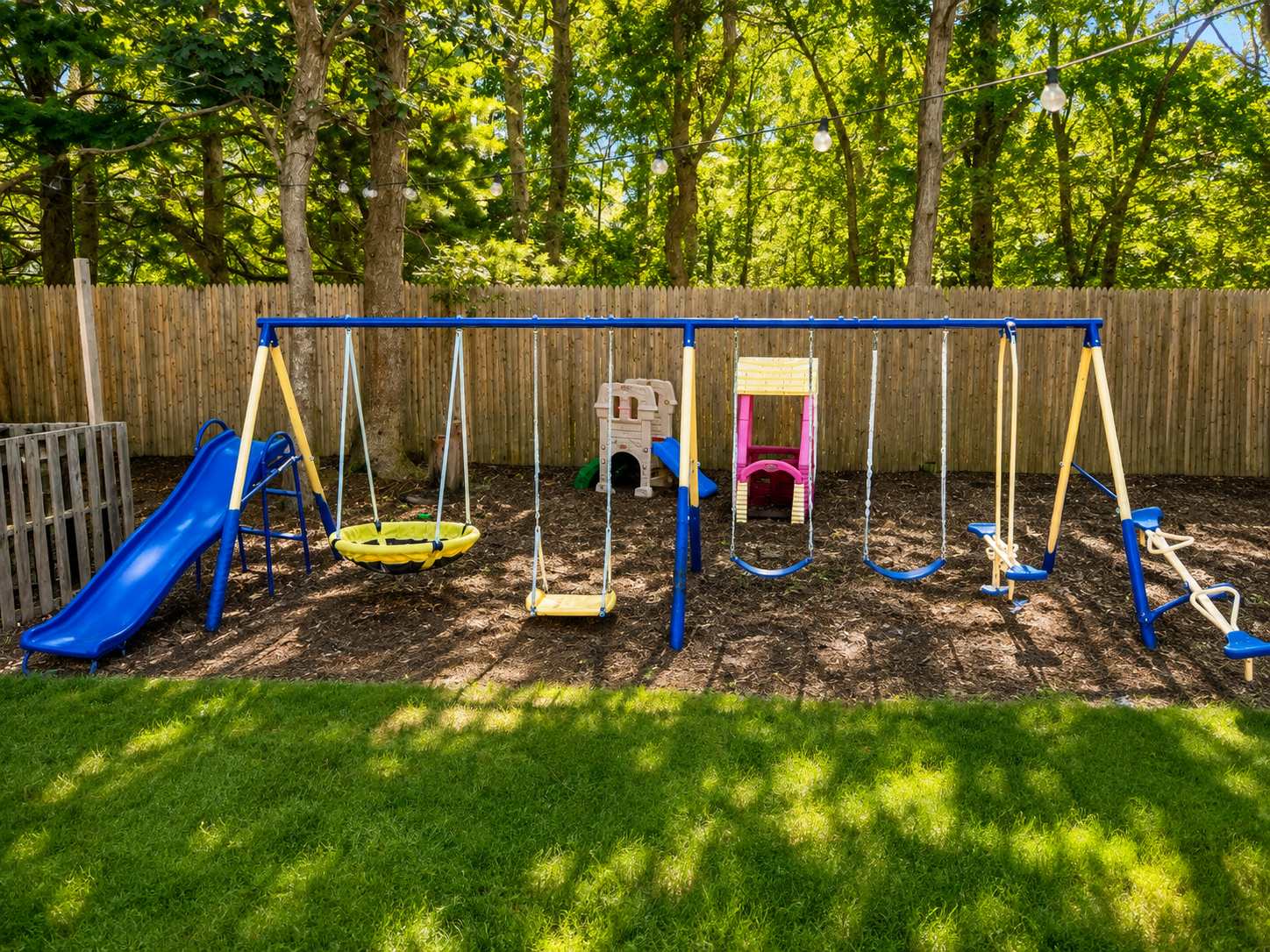 Kids' playground with swings and slide