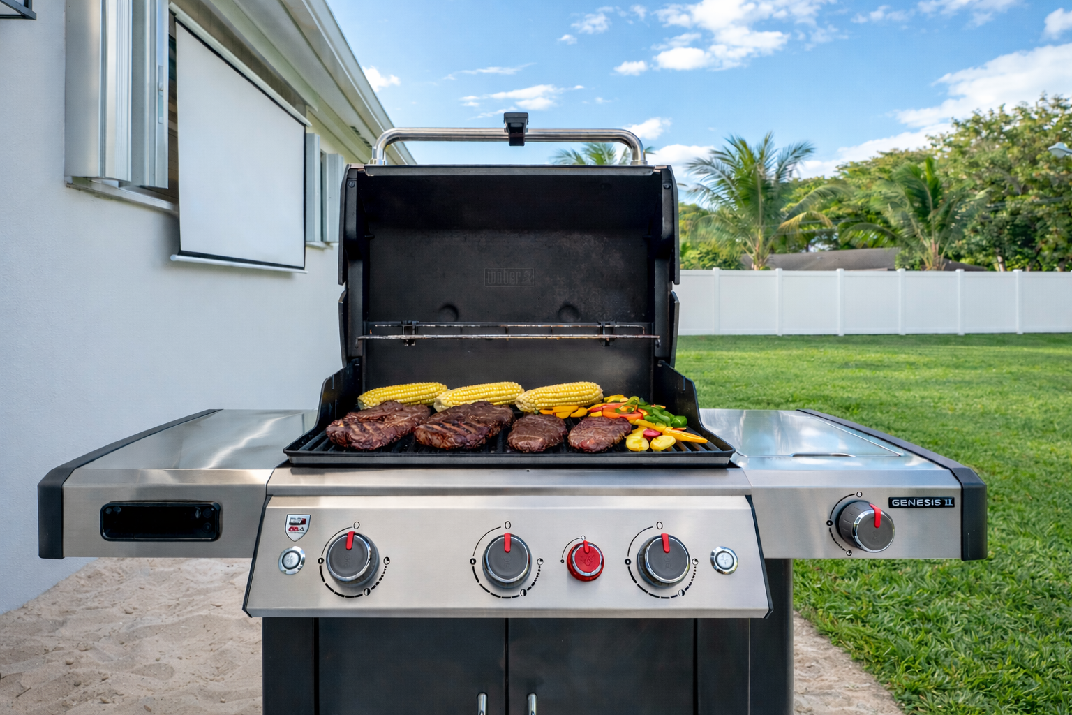 Fire up the grill and dine alfresco—perfect for poolside lunches, sunset dinners, and effortless entertaining in a lush, private backyard setting.