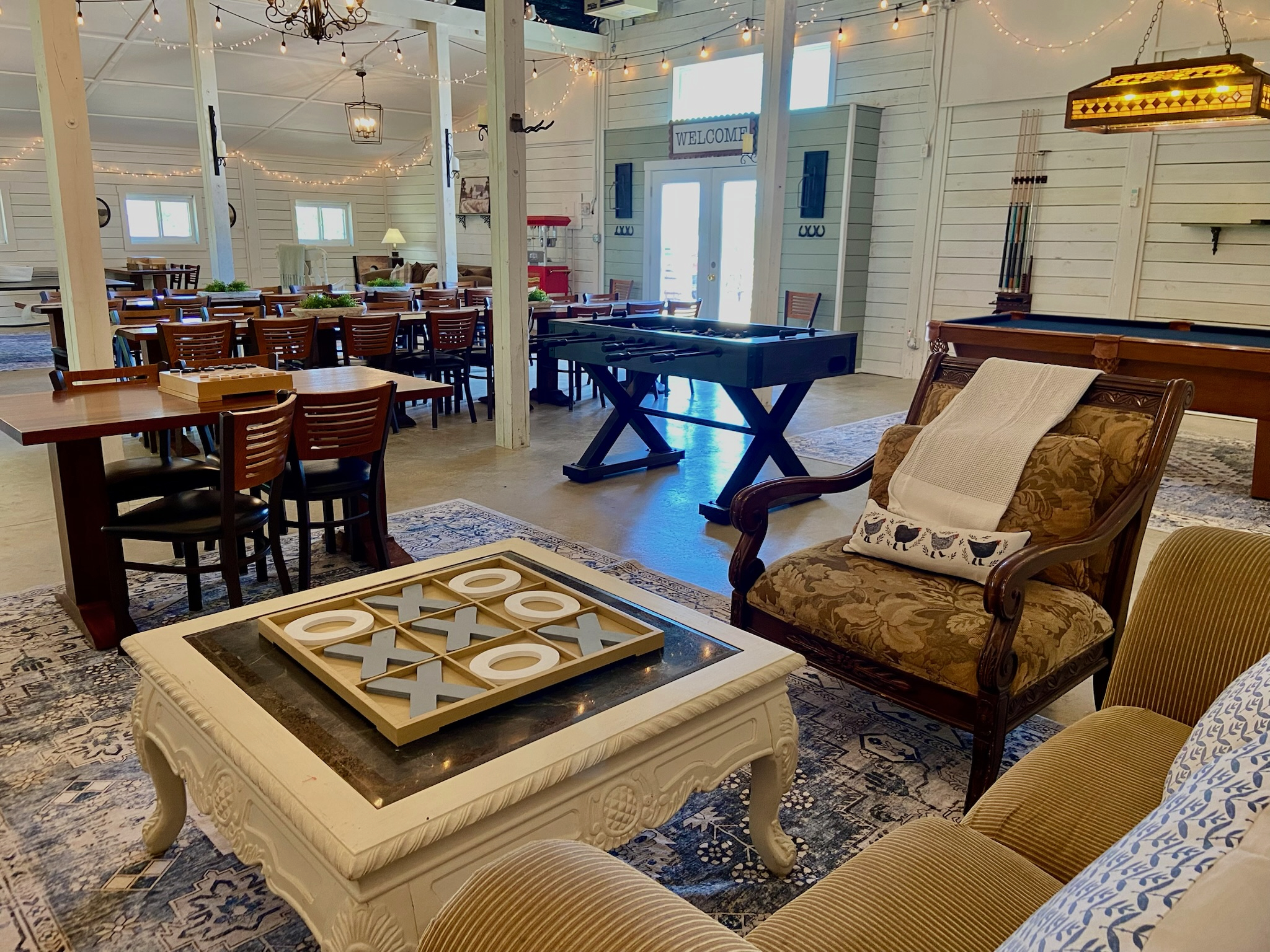 The game barn is perfect for rainy days or hot afternoons