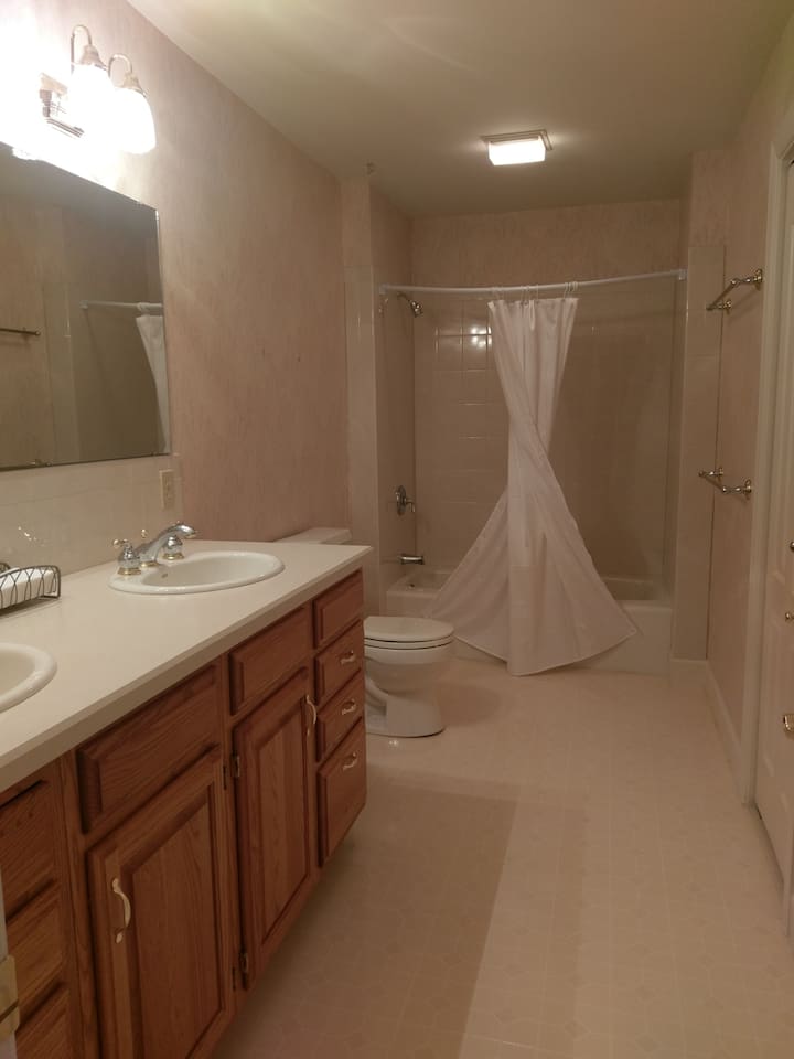 Upstairs bathroom with shower.