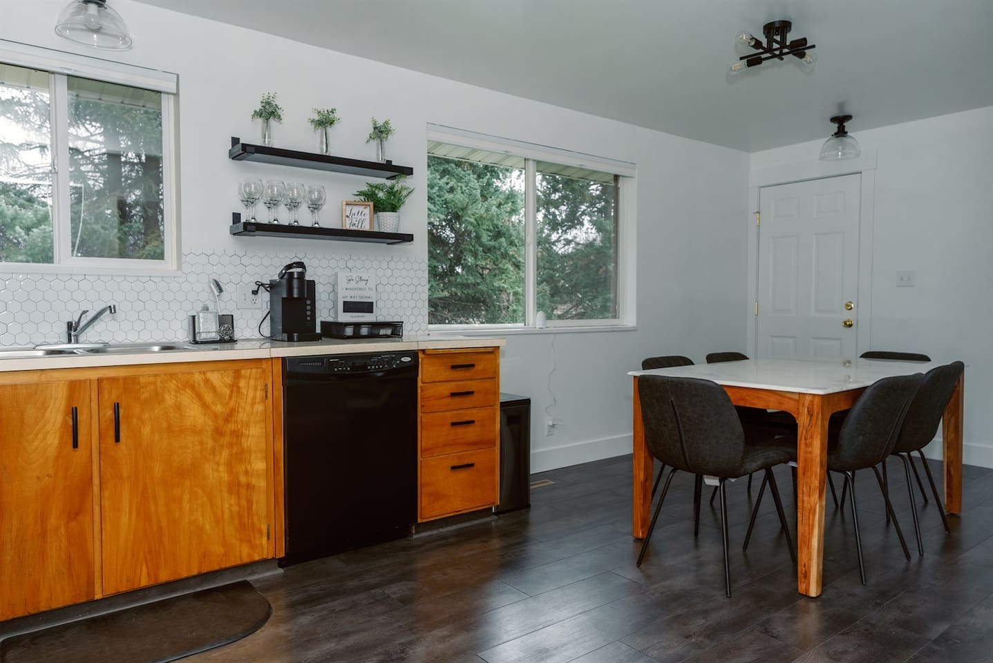 A few to the garage door and access to backyard