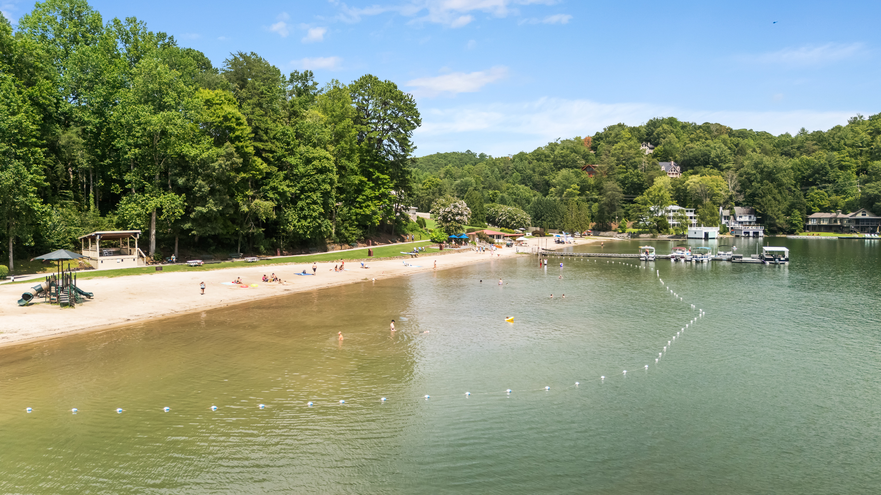 Bring your lunch to eat lakeside and enjoy a refreshing afternoon swim. There's even a playground for the kids!