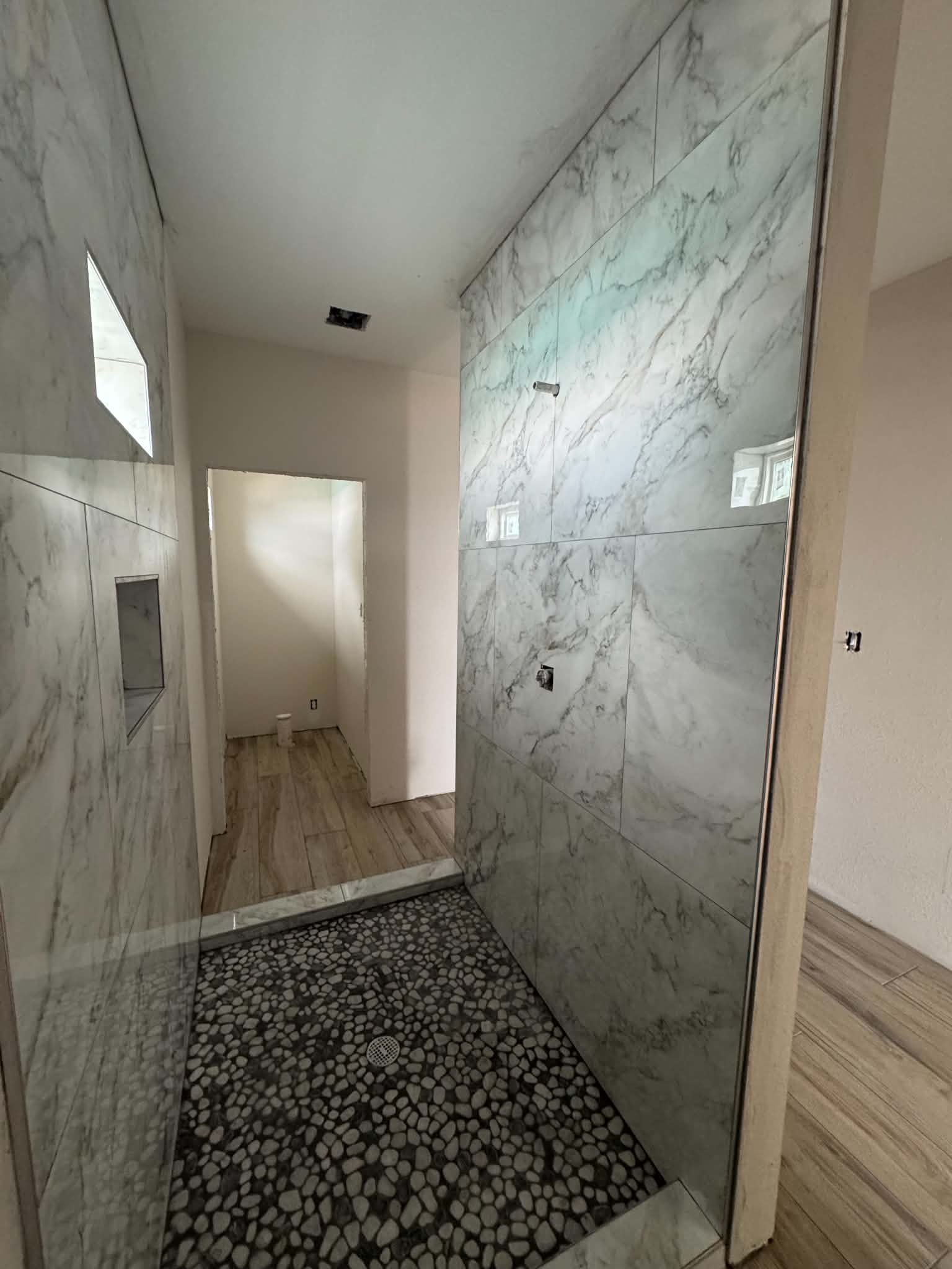 Master bath walk through shower