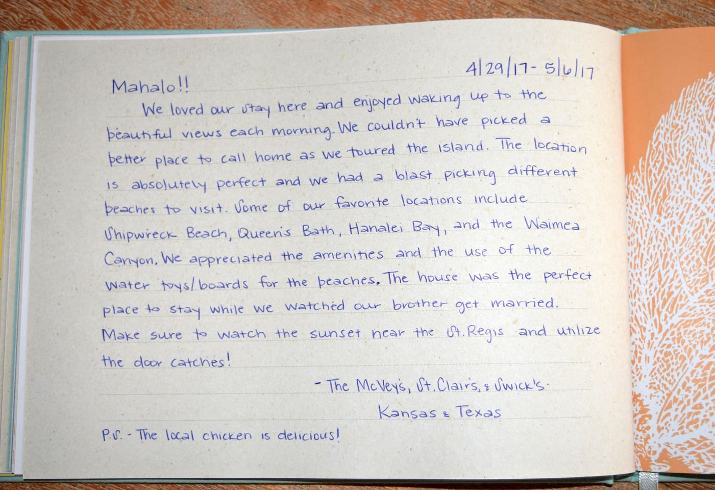 5-Star Review of our Lani Hanalei Home