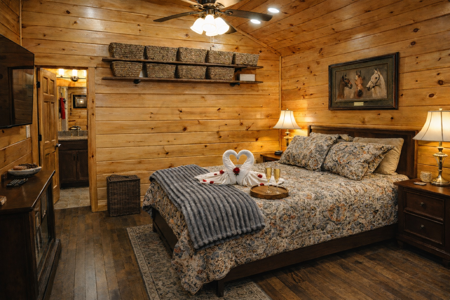Bedroom 2 has a queen bed with a remote that controls the incline of the bed.